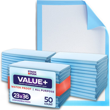 Chucks Pads Disposable [50-Pack] Underpads 23x36 Incontinence Chux Stack Man uk supplements