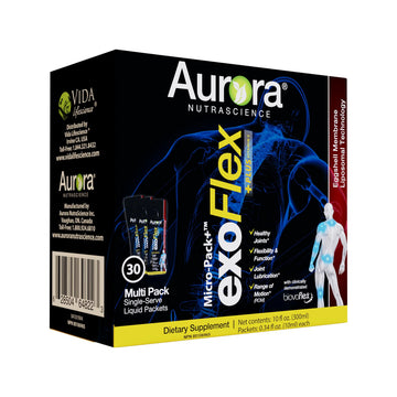 Aurora Nutrascience Micro-Pack Liposomal exoFlex+ - Liquid Vitamin C Supplement, Eggshell Membrane with BiovaFlex, Curcumin, & Boswellia, for Men & Women - 30 Single-Serve Packets Aurora Nutrascience uk supplements