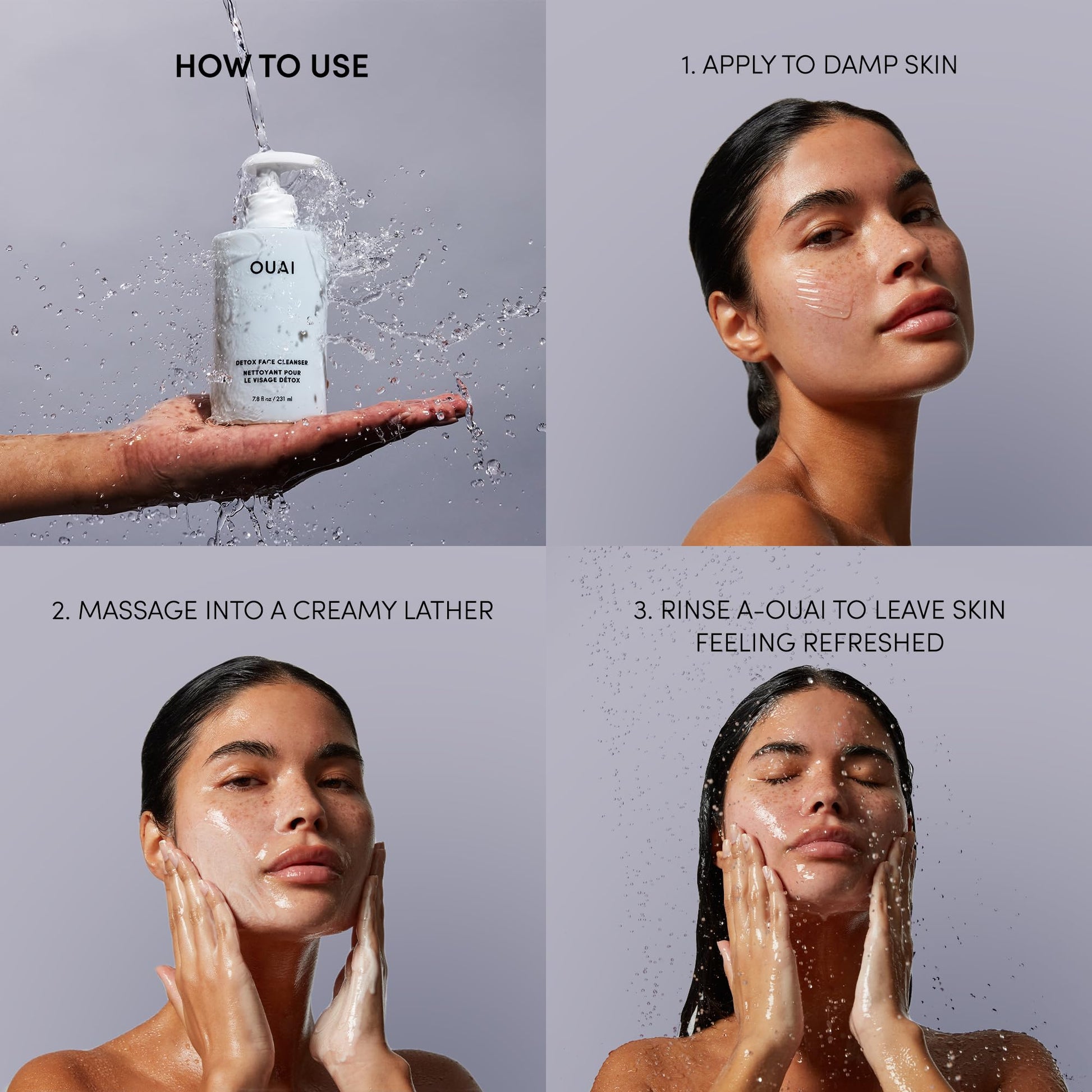 OUAI Detox Facial Cleanser - Deep Cleansing Face Wash with Glycolic Acid, Niacinamide & PHA - Removes Sweat, Dirt & Oil Without Drying - Gentle Face Cleanser for Post-Workout (7.8 Fl Oz) OUAI uk supplements