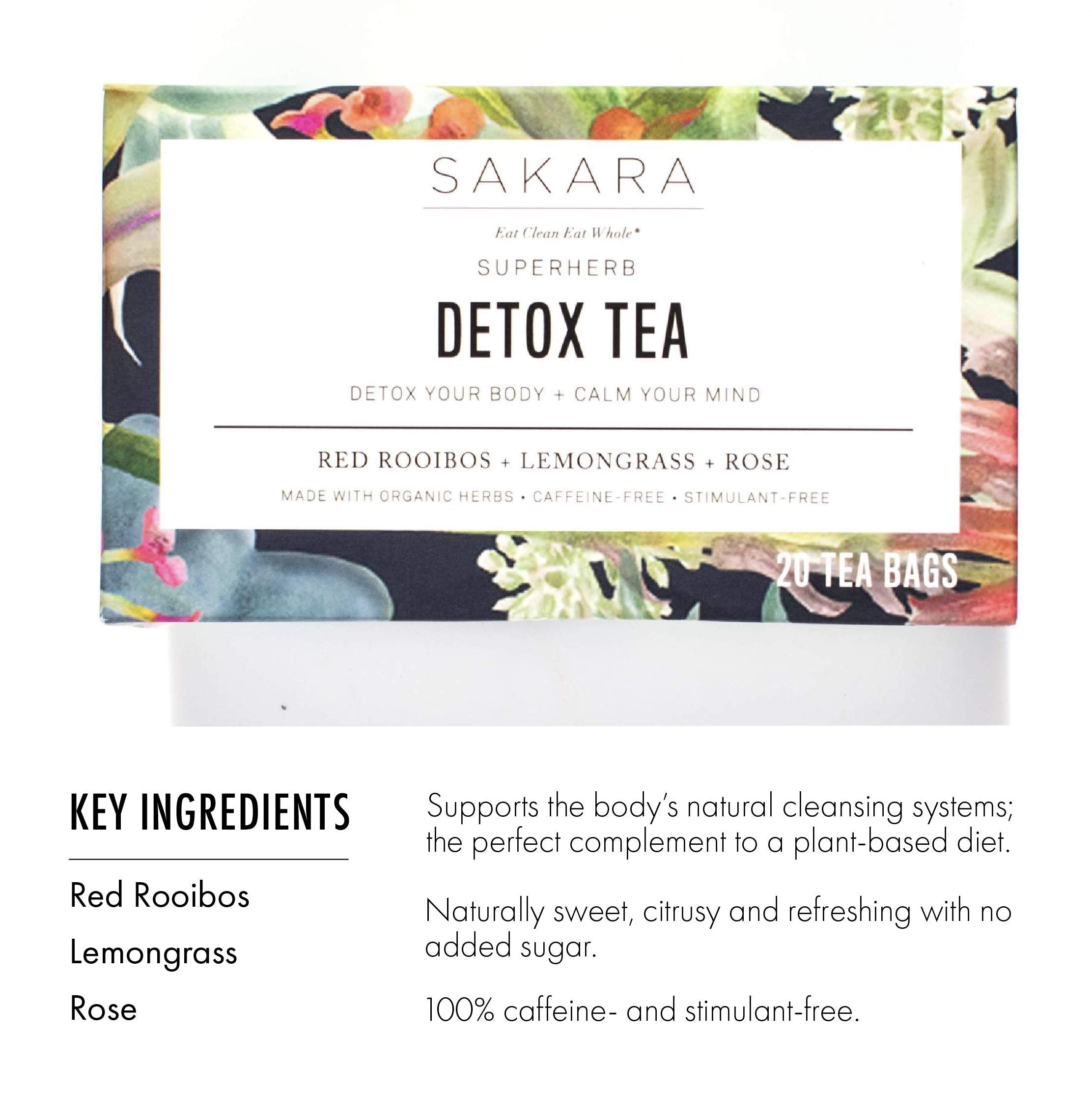 Sakara Detox Tea - Herbal Tea with Rose Petals, Lemon Peel, Lemongrass, & Rooibos SAKARA uk supplements