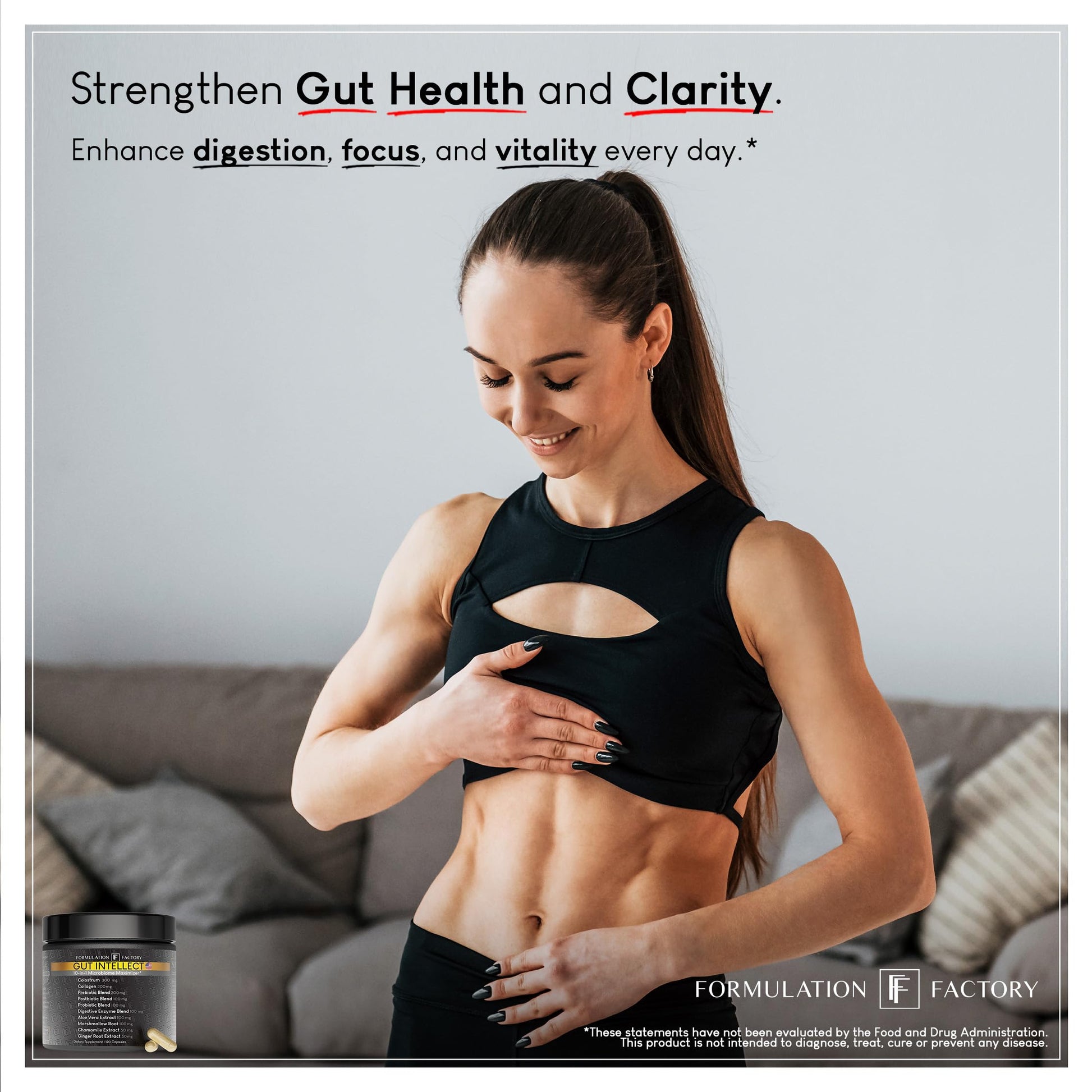Formulation Factory Probiotics for Women & Men - Gut Intellect 10-in-1 Digestive Enzymes with Prebiotics and Postbiotics - Total Gut Health Supplement - 120 Capsules, 2 Month Supply Formulation Factory uk supplements