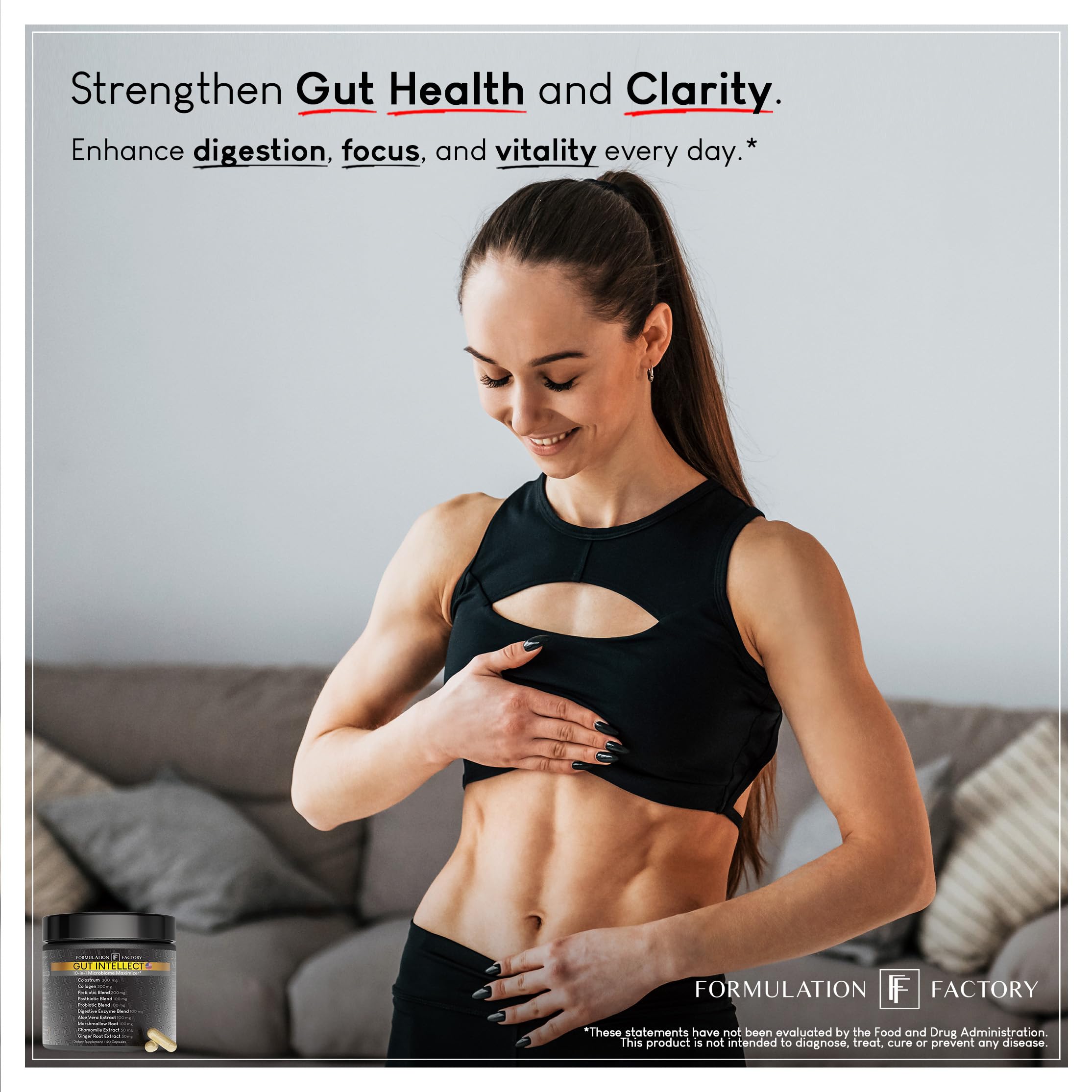 Formulation Factory Probiotics for Women & Men - Gut Intellect 10-in-1 Digestive Enzymes with Prebiotics and Postbiotics - Total Gut Health Supplement - 120 Capsules, 2 Month Supply Formulation Factory uk supplements