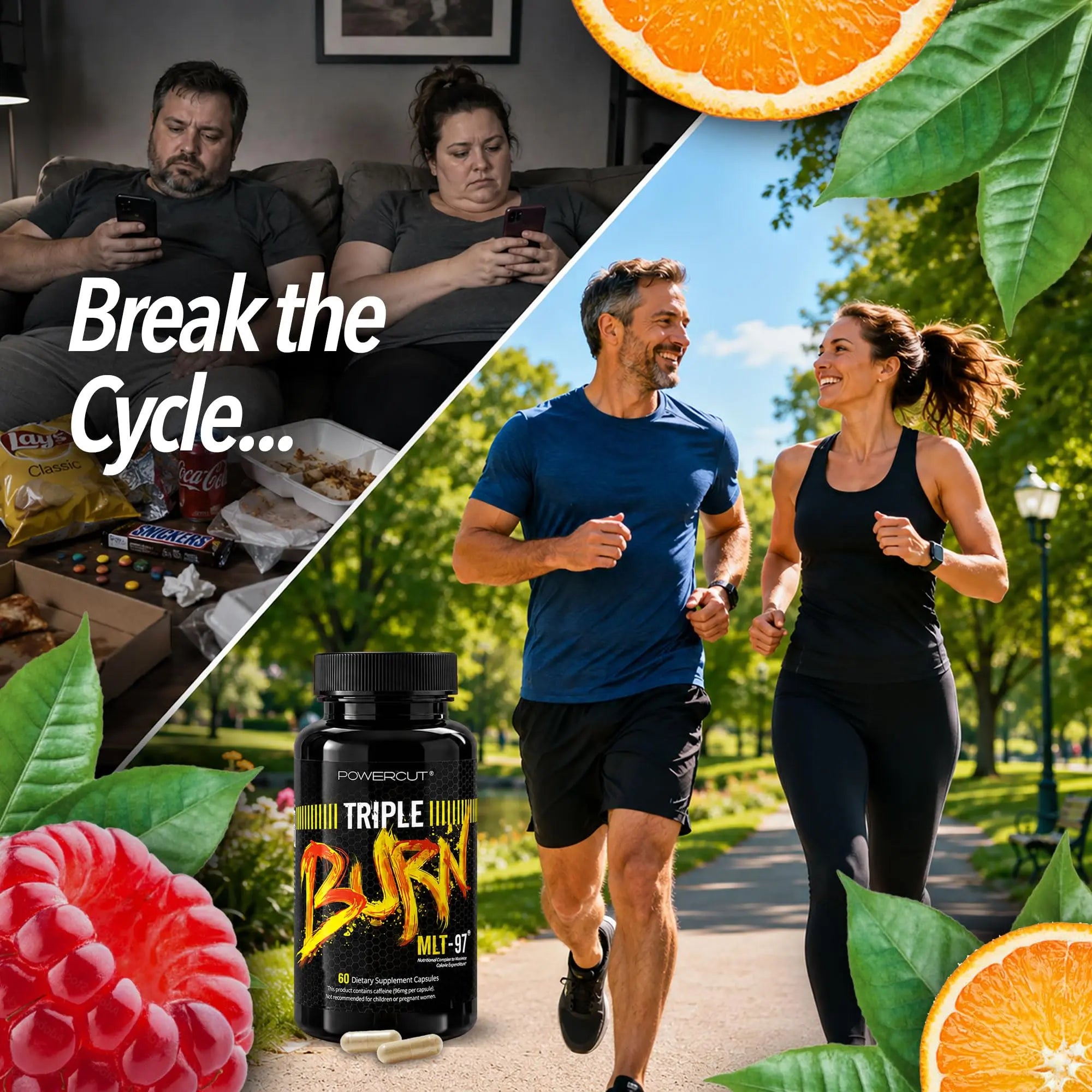 Triple Burn  Pills for Women & Men, Fat Burner GLP-1 Support, Appetite Suppressant, Diet Pills with Green Coffee Extract & Cayenne (60 Capsules) powercut uk supplements