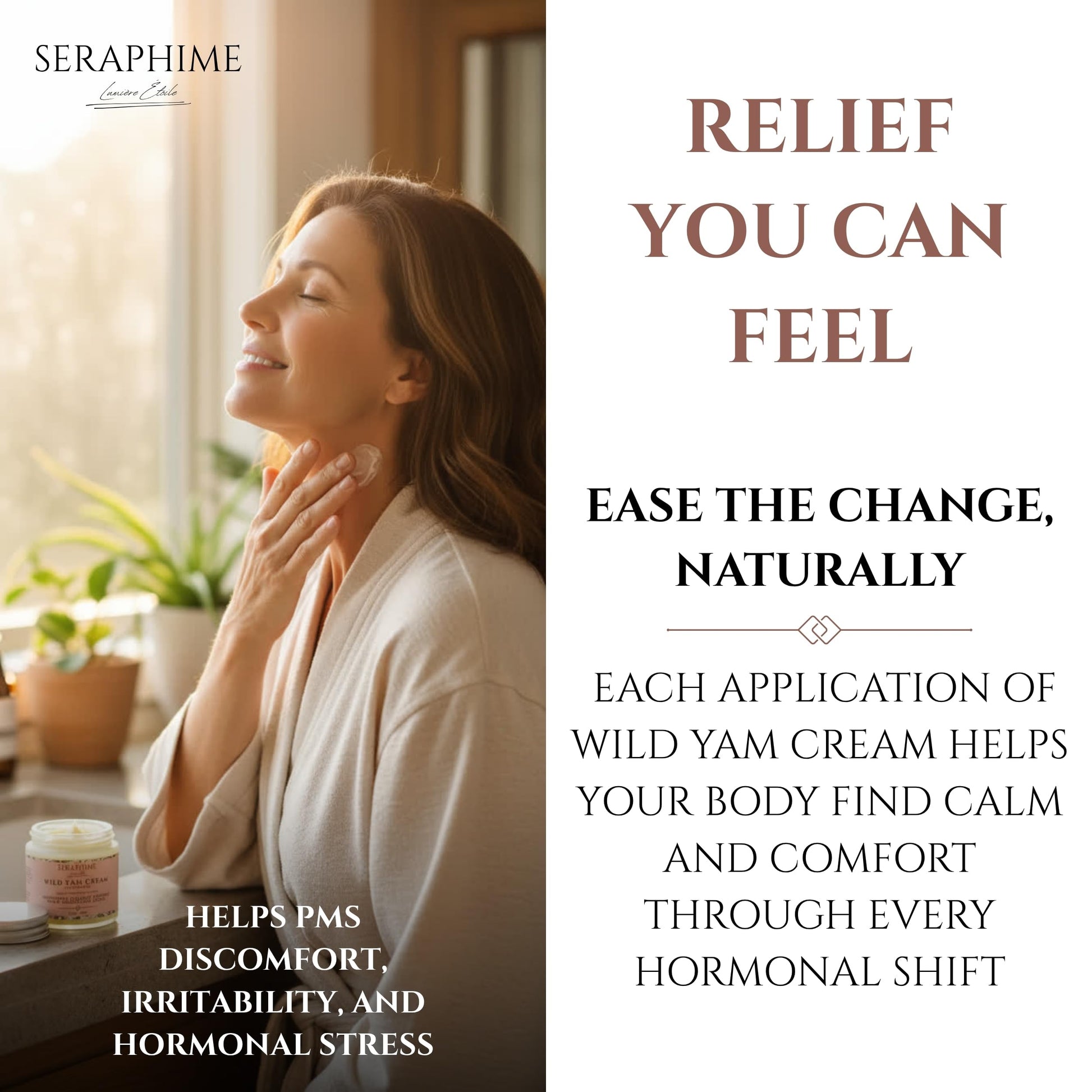 Seraphime Wild Yam Cream for Hormone Balance - Gift for Mom - Menopause and PMS Support for Women - Wild Yam Balancing Cream - Hot Flashes, Night Sweats, Mood Swings, Low Energy - Lavender 4oz Seraphime uk supplements