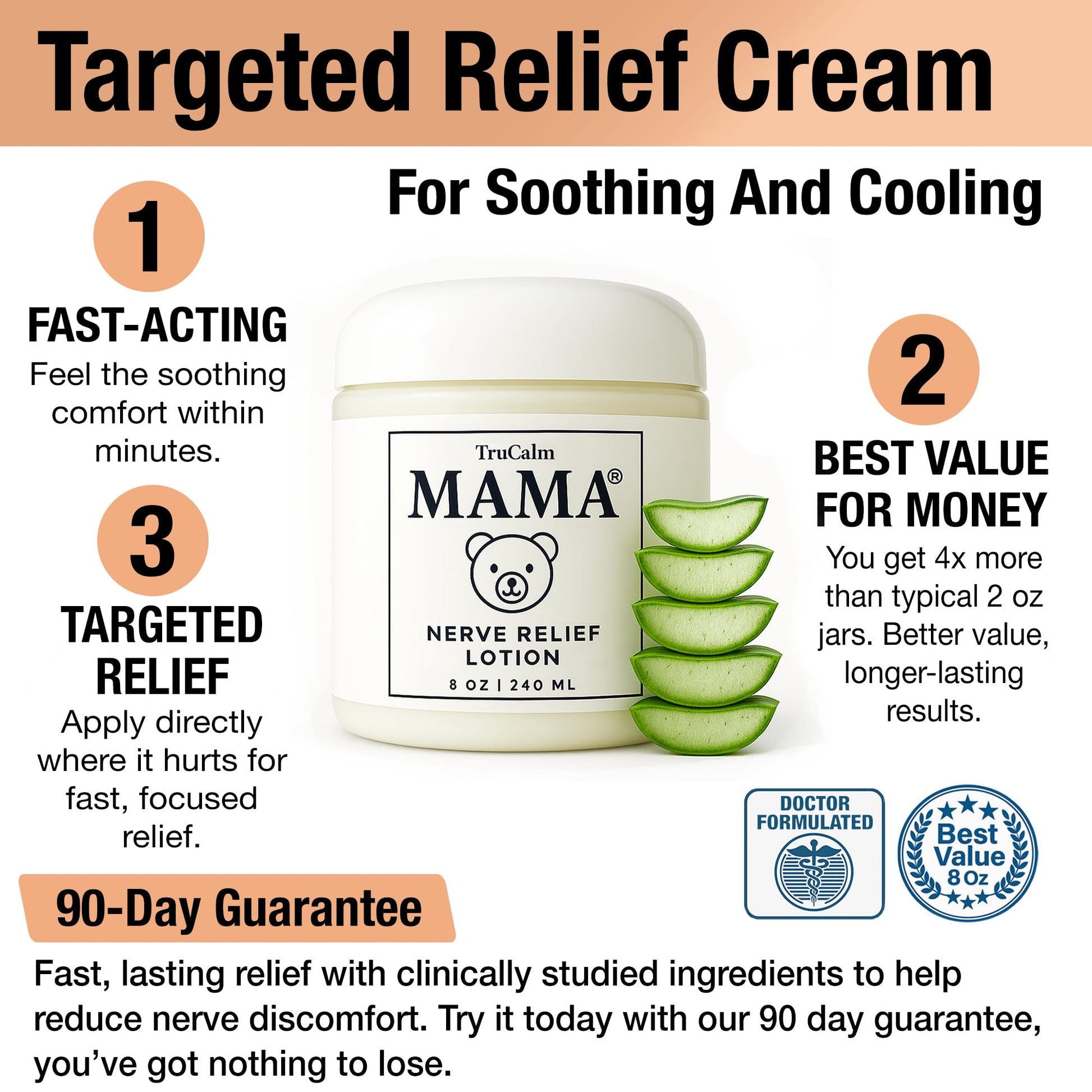 Mama Lotion – Neuropathy Nerve Relief Cream with Magnesium Chloride - Maximum Strength Comfort for Feet, Hands, Legs, Toes - Fast-Absorbing and Non-Greasy Formula for Food and Leg Comfort - 8 Oz TruCalm Mama uk supplements