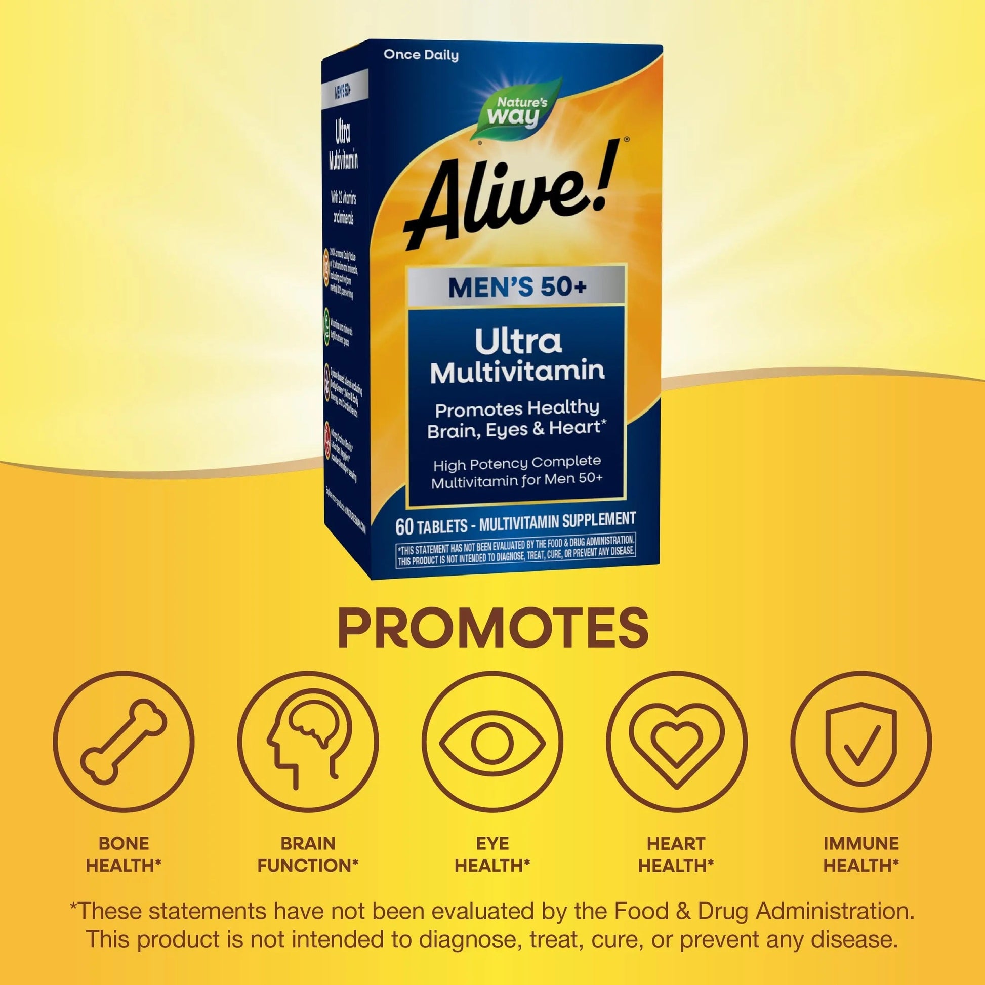 Nature's Way Alive! Men’s 50+ Daily Ultra Multivitamin, High Potency Formula, Supports Healthy Brain, Eyes & Heart Nature's Way uk supplements