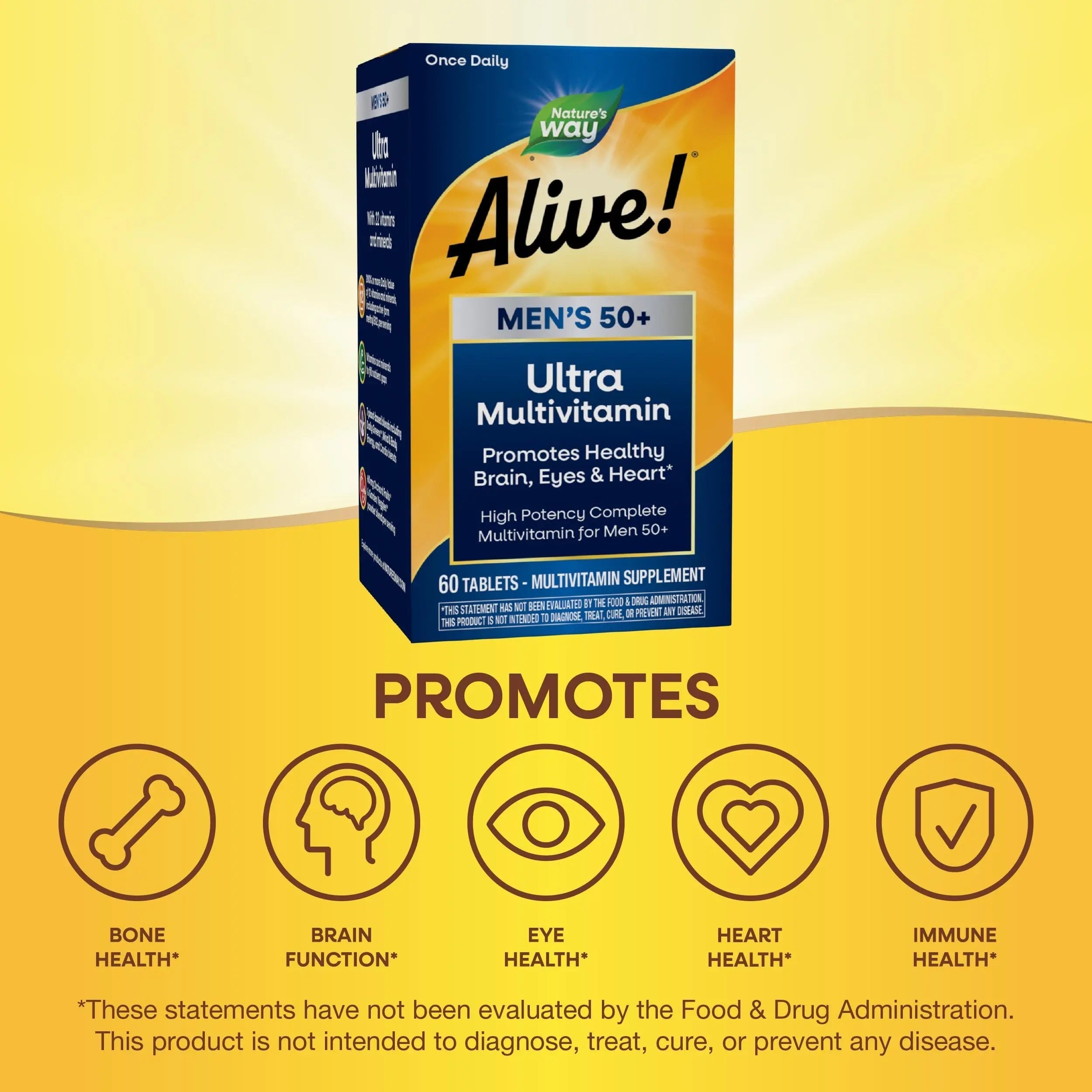Nature's Way Alive! Men’s 50+ Daily Ultra Multivitamin, High Potency Formula, Supports Healthy Brain, Eyes & Heart Nature's Way uk supplements