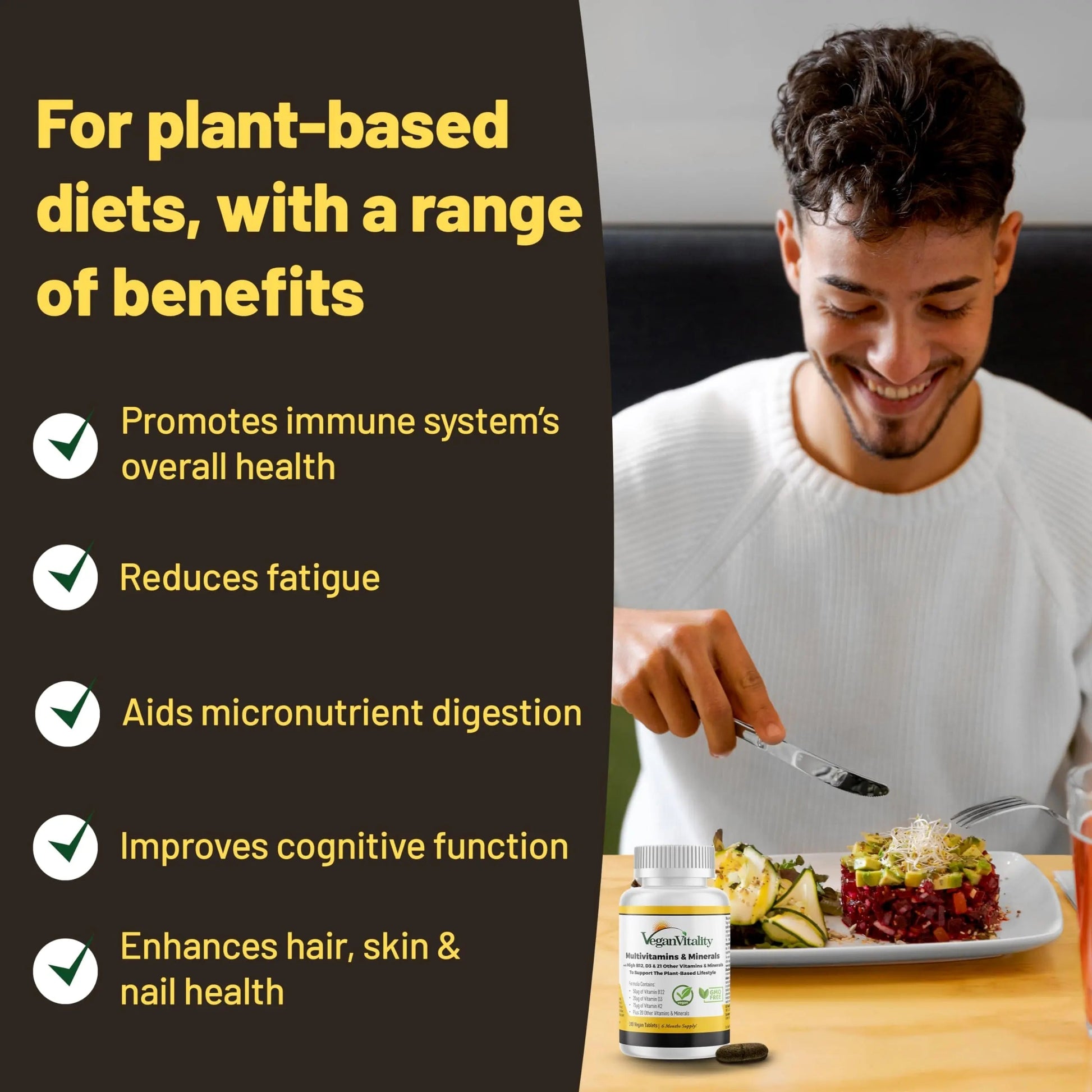 Vegan Vitality Immunity Booster Bundle 6 Months - Vegan Multivitamins and Vegan Omega 3 Algae Oil. High Strength Plant Based Formula for Immunity Vegan Vitality uk supplements