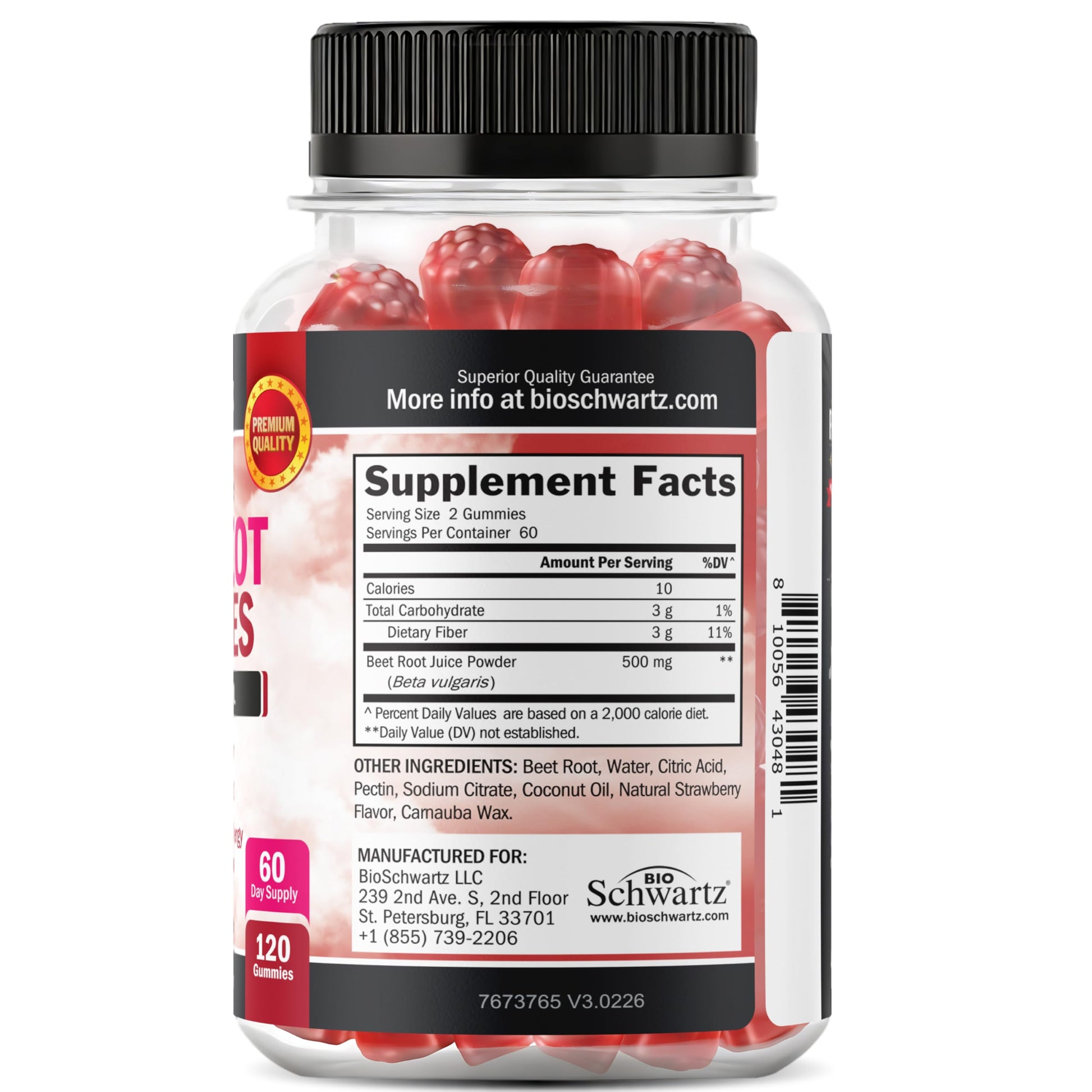 Sugar Free Beet Root Gummies - Nitric Oxide Gummies Infused with Coconut Oil for Highest Absorption - Supports Energy & Whole Body Health BioSchwartz uk supplements
