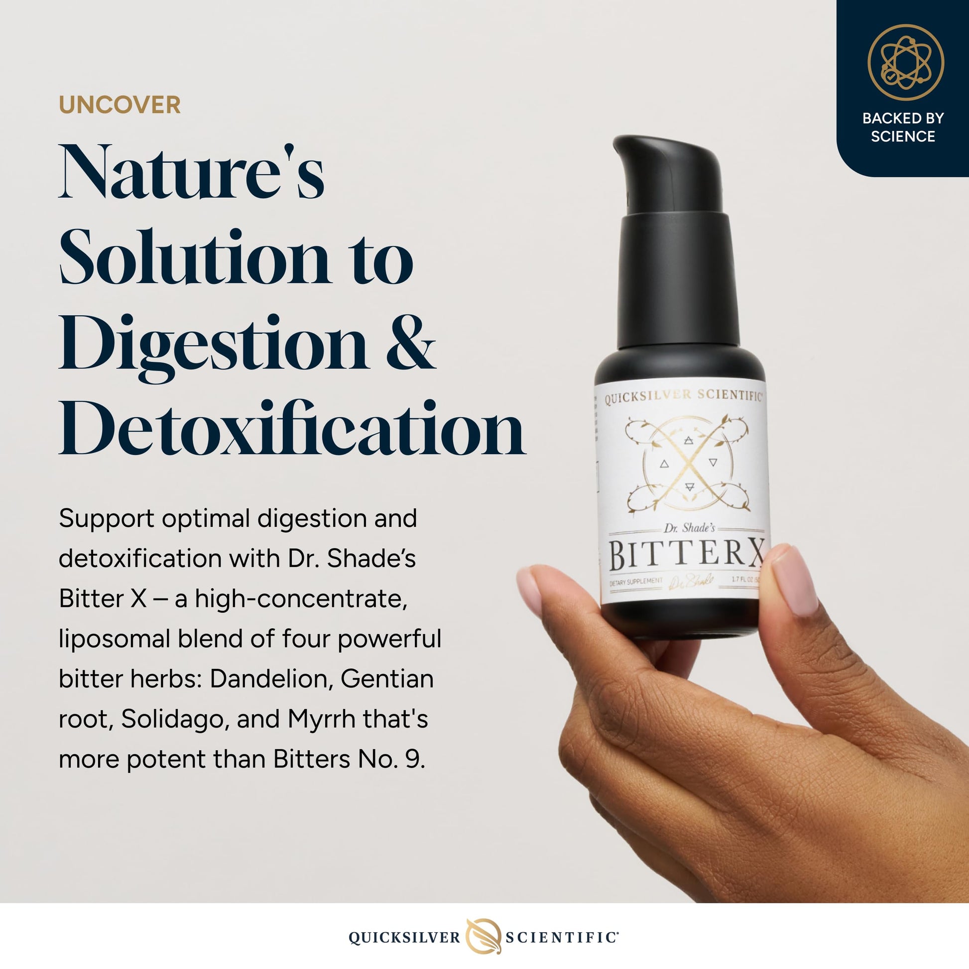 Quicksilver Scientific Dr. Shade's BitterX - Highly Concentrated Bitters for Digestion - Fast Acting Digestive Support & Liver Supplement with Dandelion Root, Gentian Root, Solidago & Myrrh (50ml) Quicksilver Scientific uk supplements