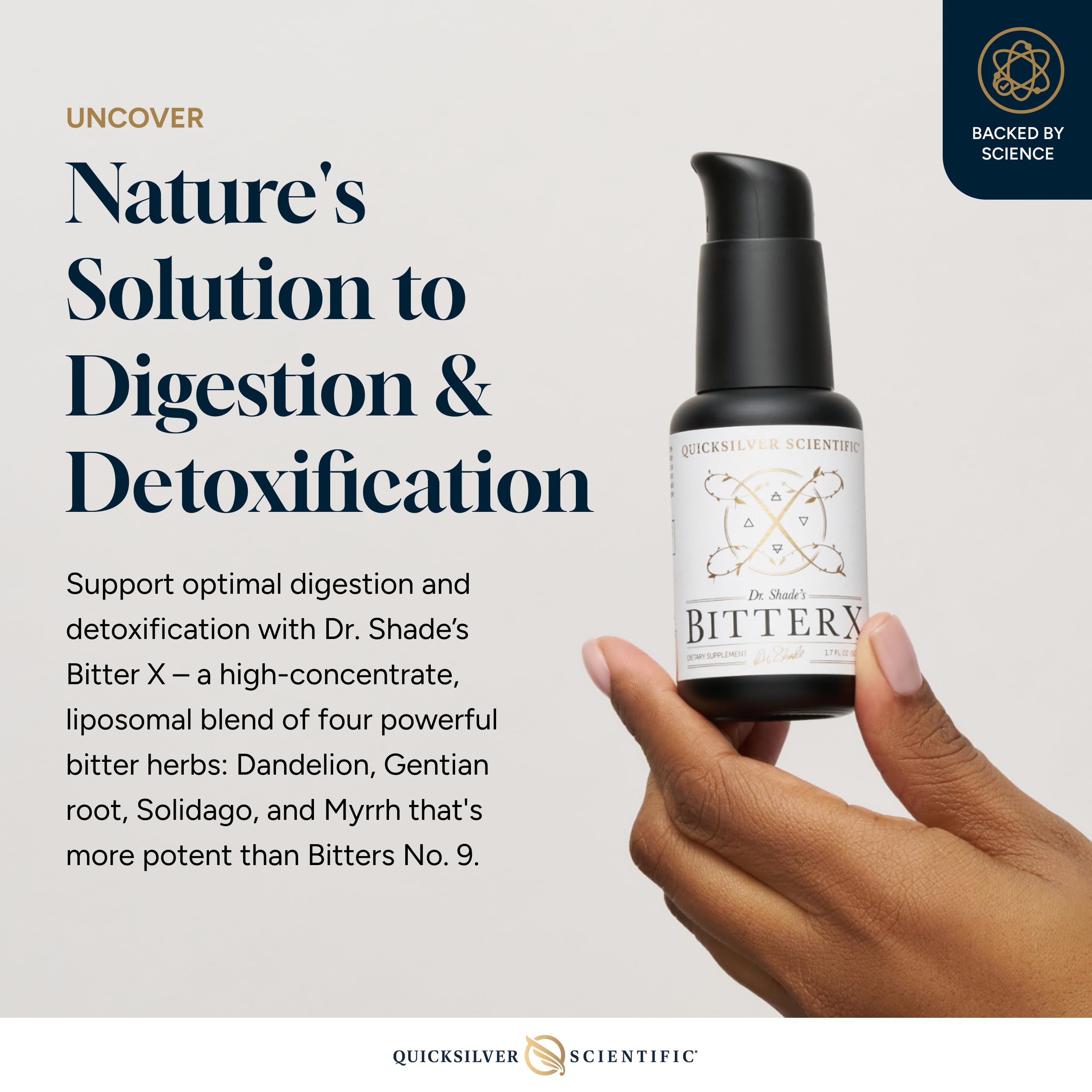 Quicksilver Scientific Dr. Shade's BitterX - Highly Concentrated Bitters for Digestion - Fast Acting Digestive Support & Liver Supplement with Dandelion Root, Gentian Root, Solidago & Myrrh (50ml) Quicksilver Scientific uk supplements