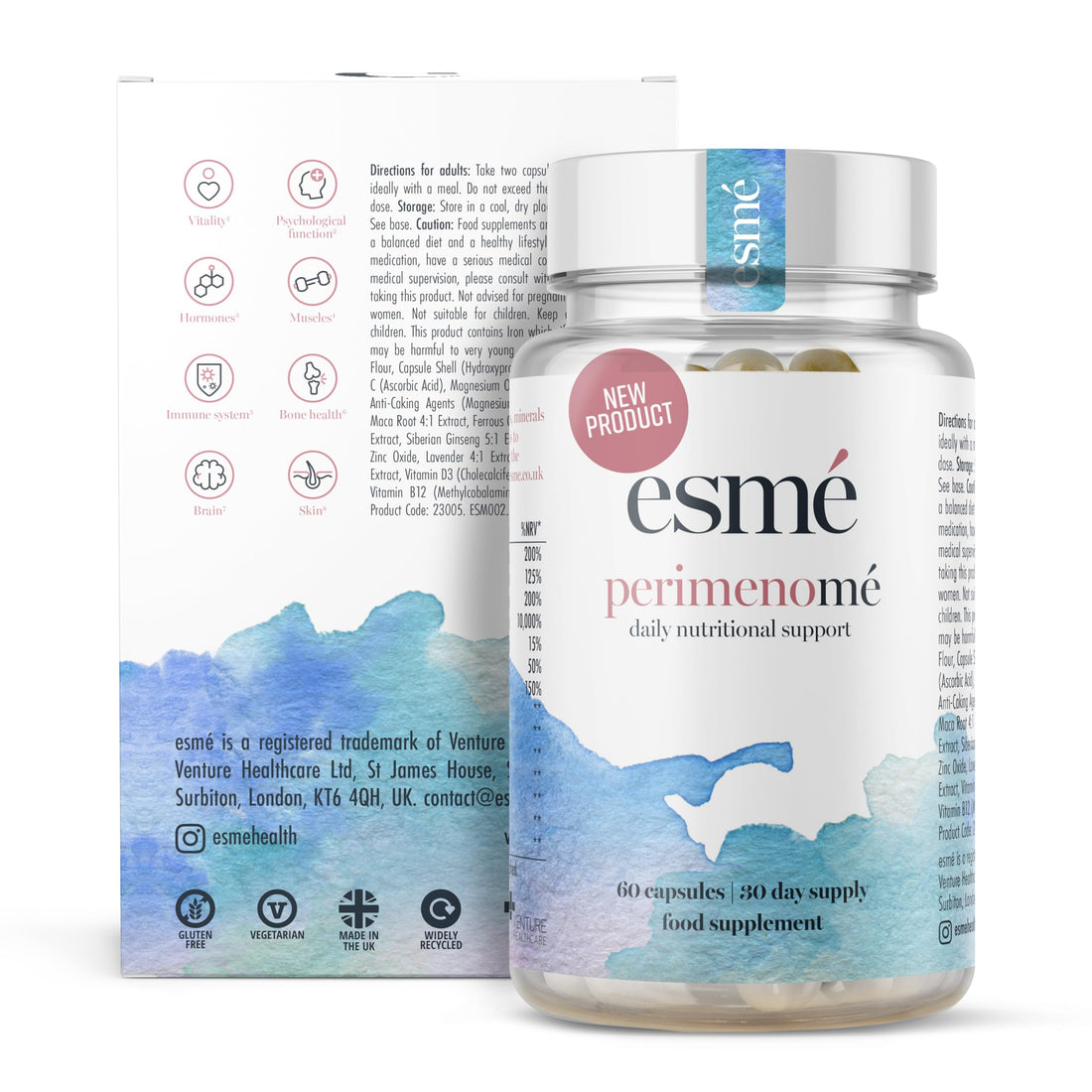 Esme Menopause Supplements Perimenopause Supplements 1 Month Supply - Daily Support for The Early Stage of Menopause – 60 Capsules - Includes Ashwagandha, Vitamins and Red Clover Esme uk supplements