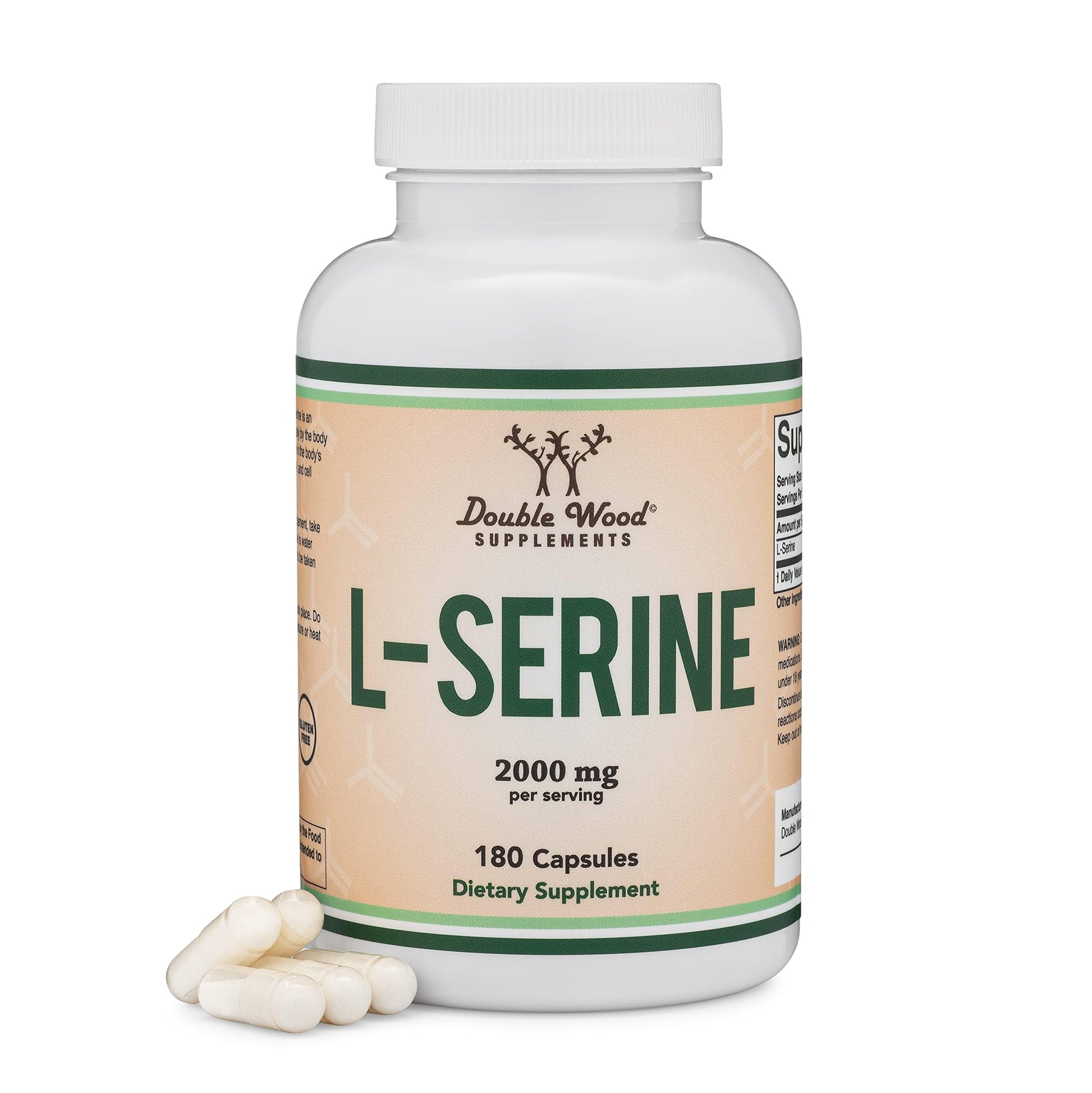 L-Serine Capsules (Third Party Tested) - 2,000mg Servings Used in Clinical Study, 180 Count, 500mg per Capsule (L Serine Amino Acid for Serotonin Production and Brain Support) by Double Wood Double Wood Supplements uk supplements