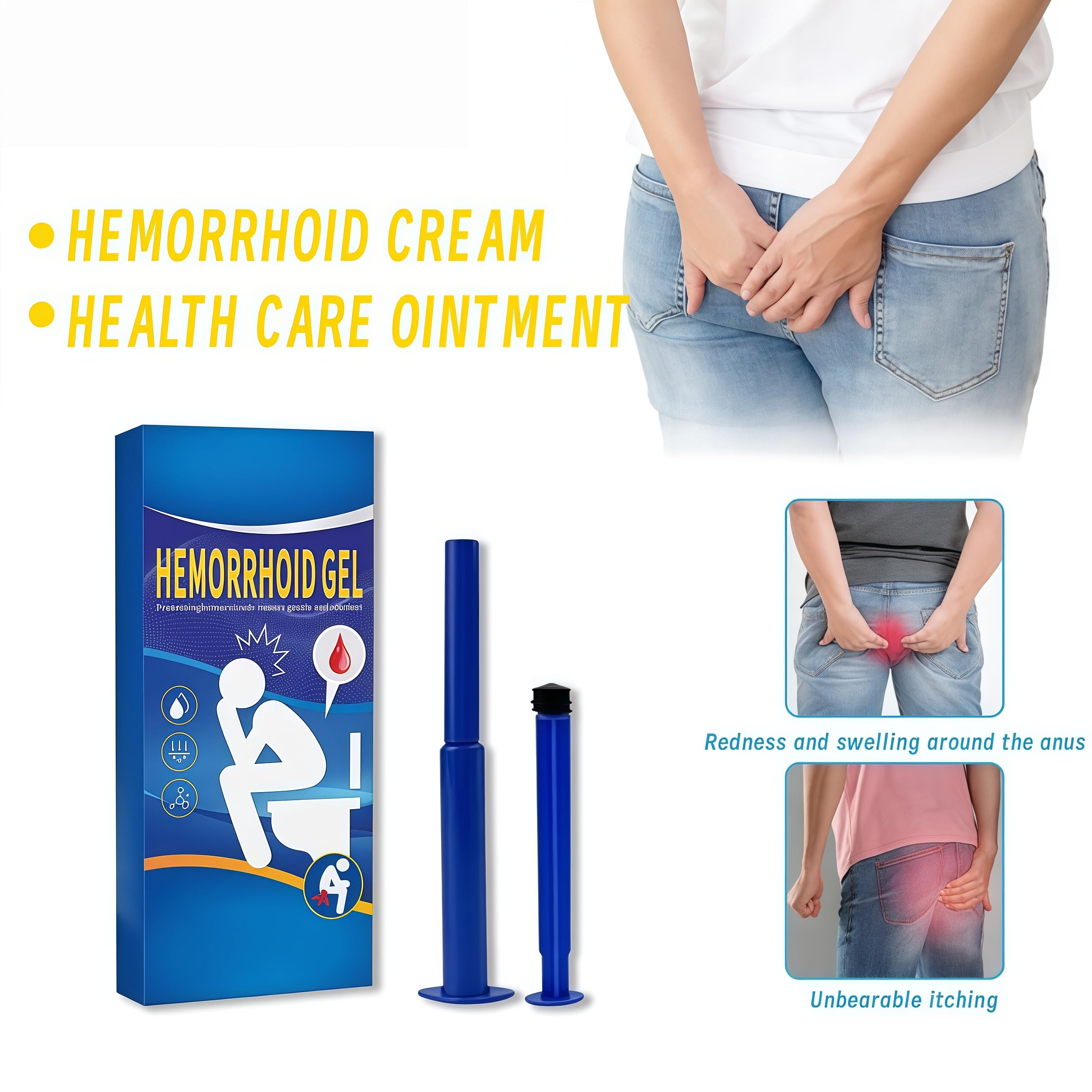 Hemorrhoid Relief Gel with 3 Disposable Applicators - Fast Soothing Cream for Itching & Swelling - Internal & External Treatment (Pack of 3) Aus Healthcare uk supplements