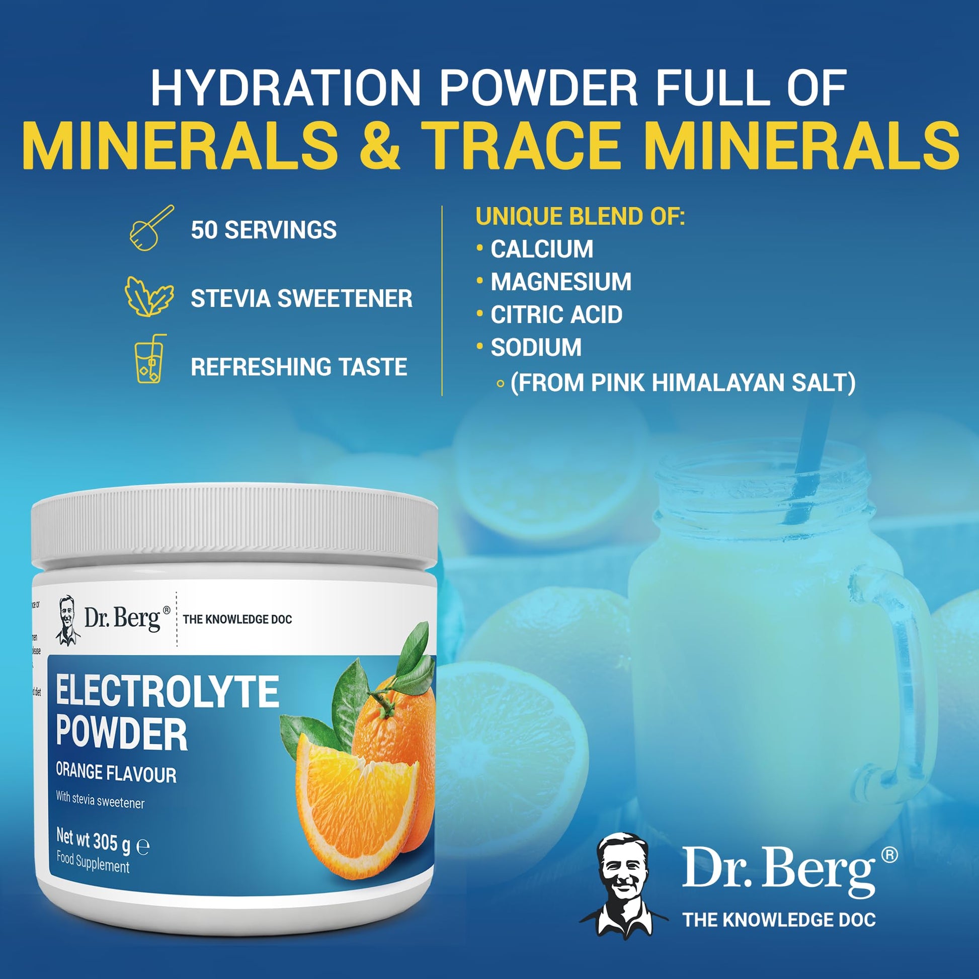Dr. Berg Electrolyte Powder - Electrolyte Drink Supplements with 1000mg Potassium Dr. Berg Nutritionals uk supplements