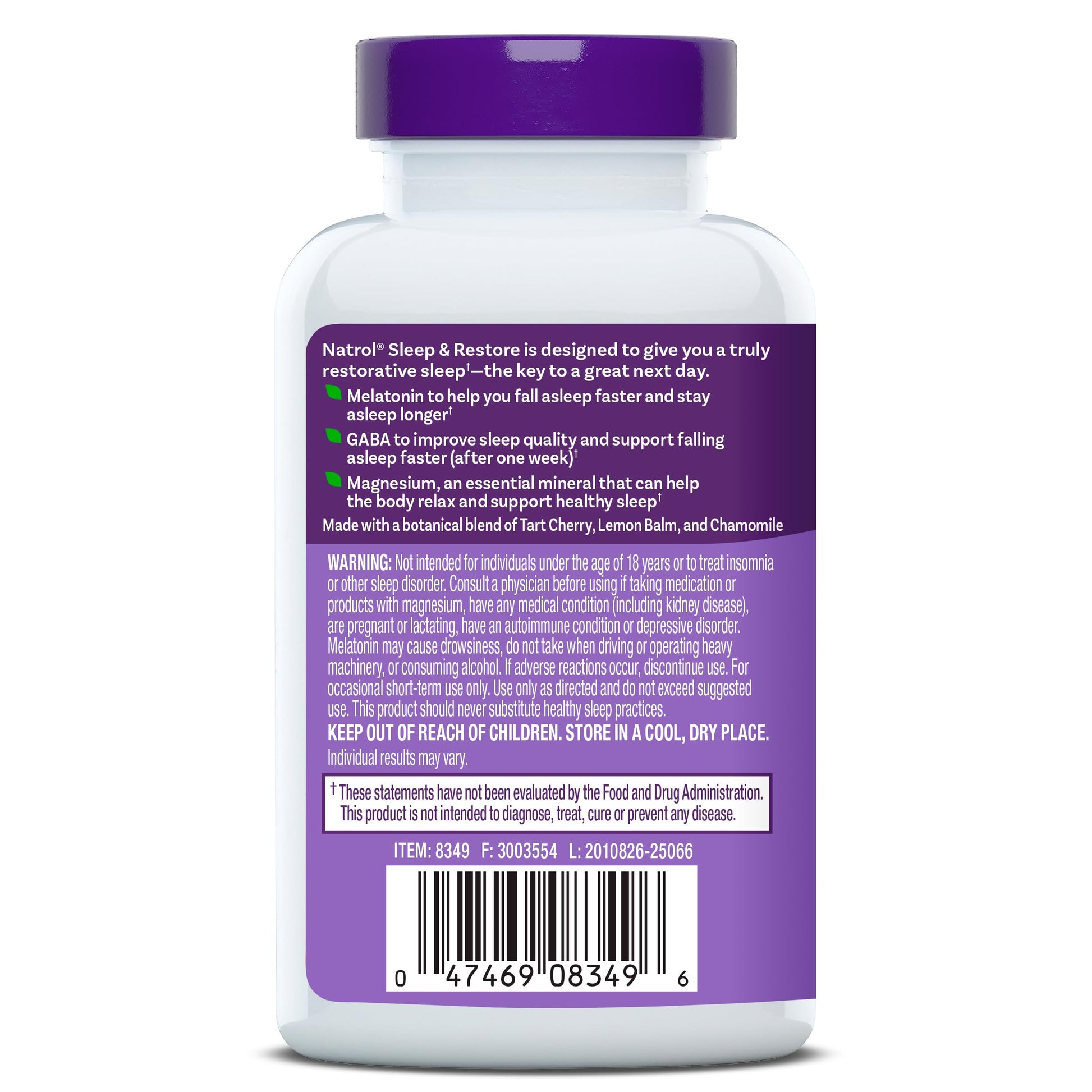 Natrol Sleep & Restore Capsules - Calm Magnesium Glycinate, Magnesium Sleep Aid with GABA, Melatonin 5mg, Botanical Blend, 30 Day Supply Natrol uk supplements