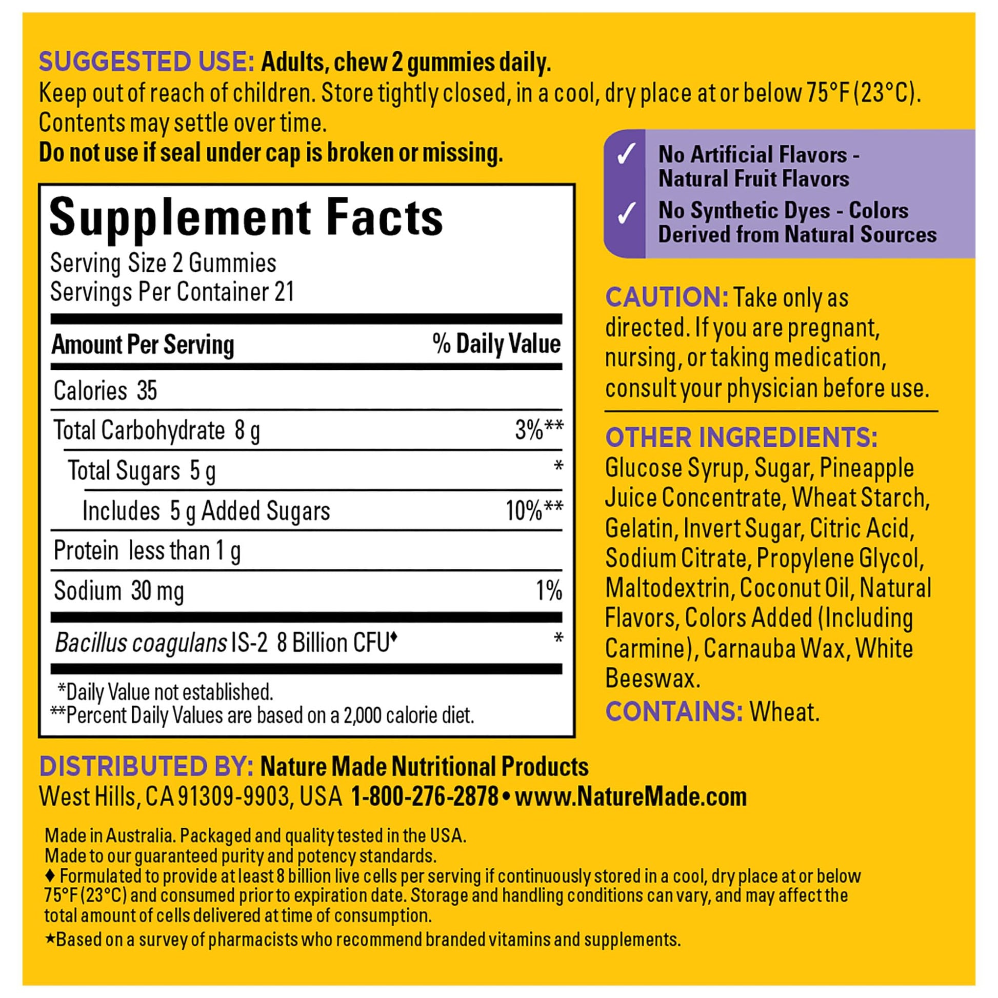 Nature Made Probiotics Extra Strength Dosage, Probiotics for Women and Men 8 Billion CFU per 2 Gummies, 42 Probiotic Gummies, 21 Day Supply Nature Made uk supplements