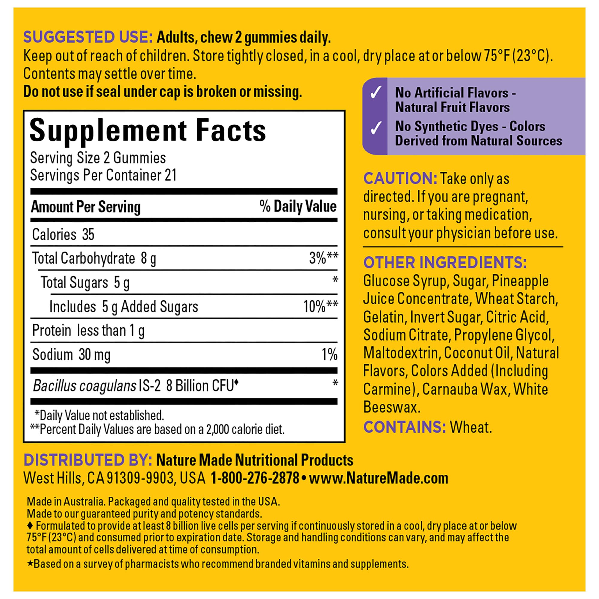 Nature Made Probiotics Extra Strength Dosage, Probiotics for Women and Men 8 Billion CFU per 2 Gummies, 42 Probiotic Gummies, 21 Day Supply Nature Made uk supplements