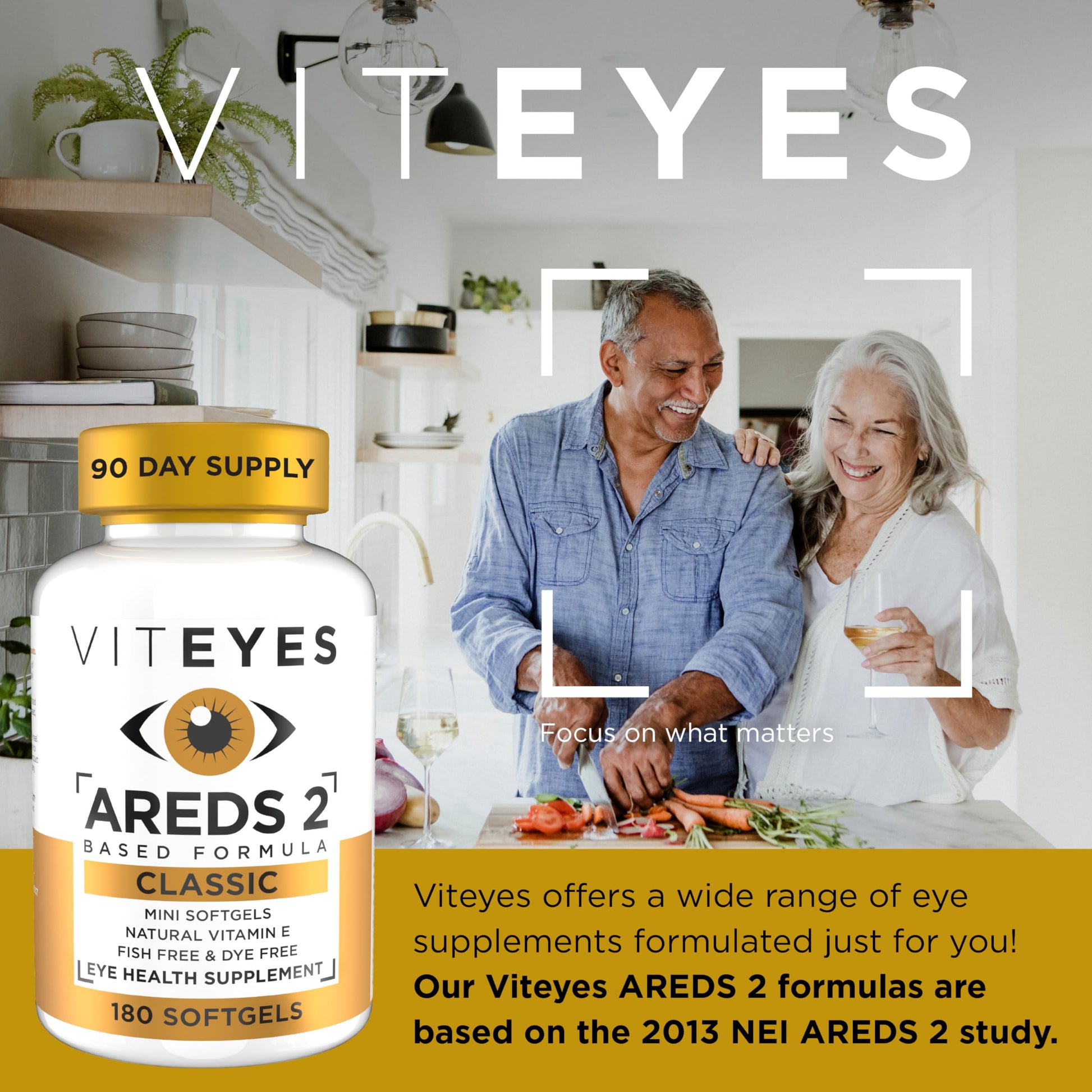 Viteyes AREDS 2 Classic Macular Health Formula Softgels, Eye Health Vitamin to Support Macular Health, Lower Zinc, Eye Vitamins, Macular Vitamins, Beta-Carotene Free, 180 Softgels Viteyes uk supplements