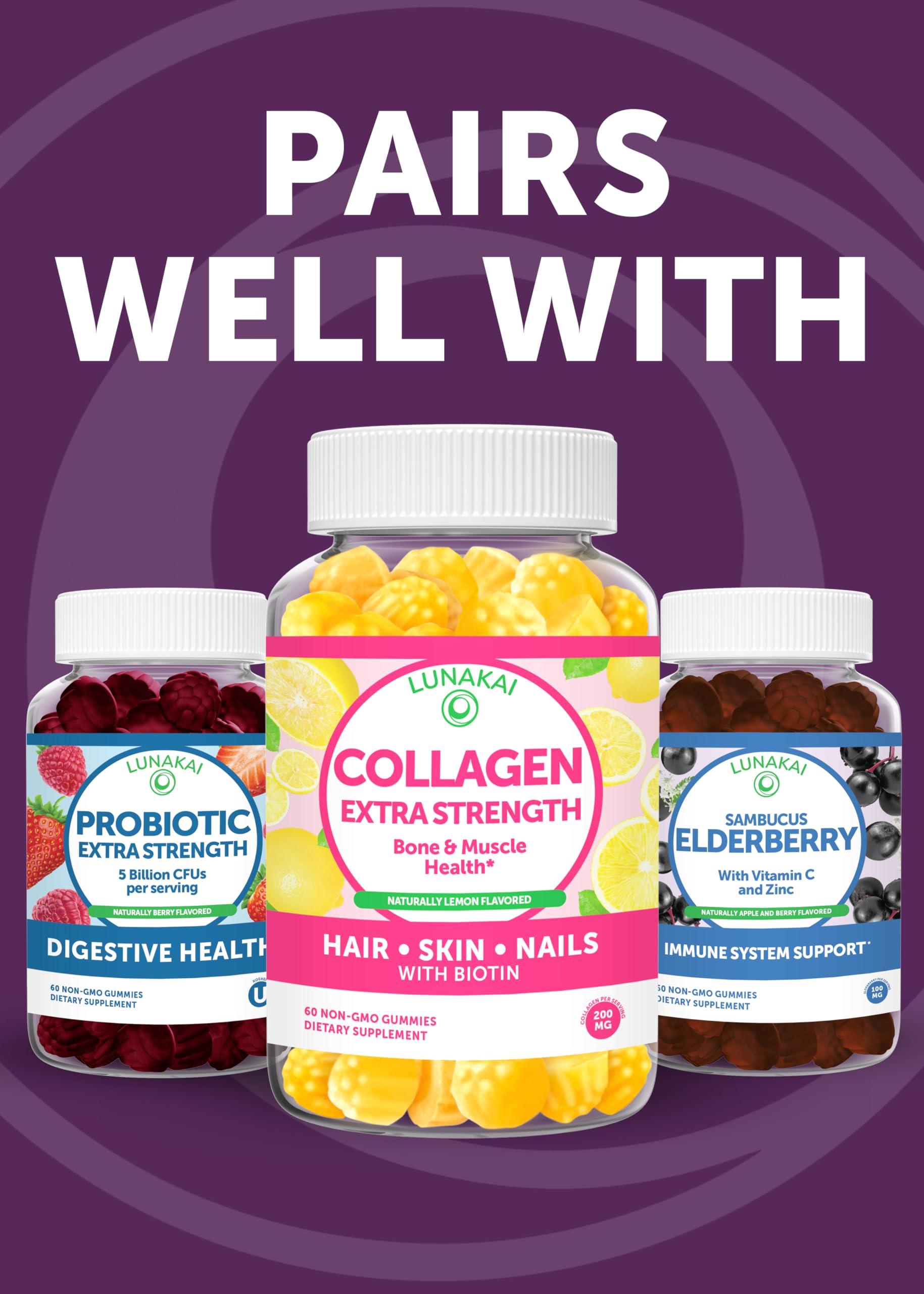 Lunakai USA Made 50 Plus Women's Multivitamin Gummies - Delicious Formula Enhanced with Essential Vitamins & Minerals for Health & Vitality - 60ct Lunakai uk supplements