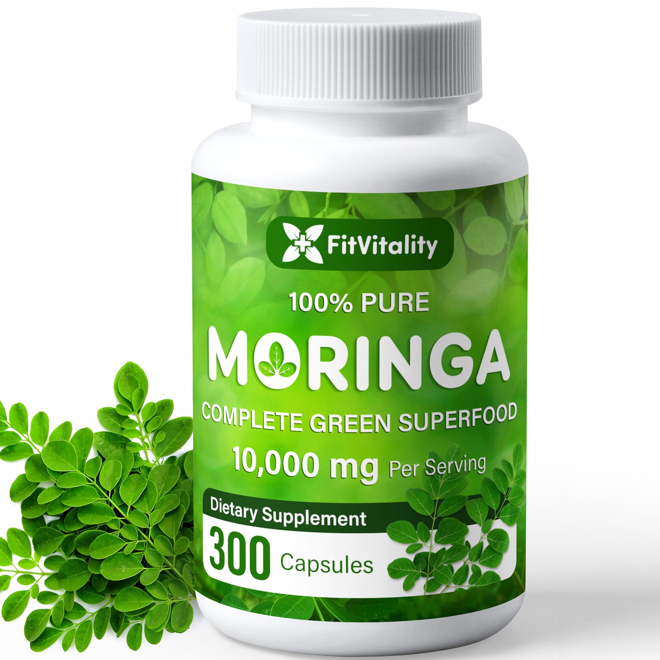 Moringa Capsules| Moringa Oleifera |10,000mg| 300 Capsules| 100% Pure| Non-GMO FitVitality uk supplements