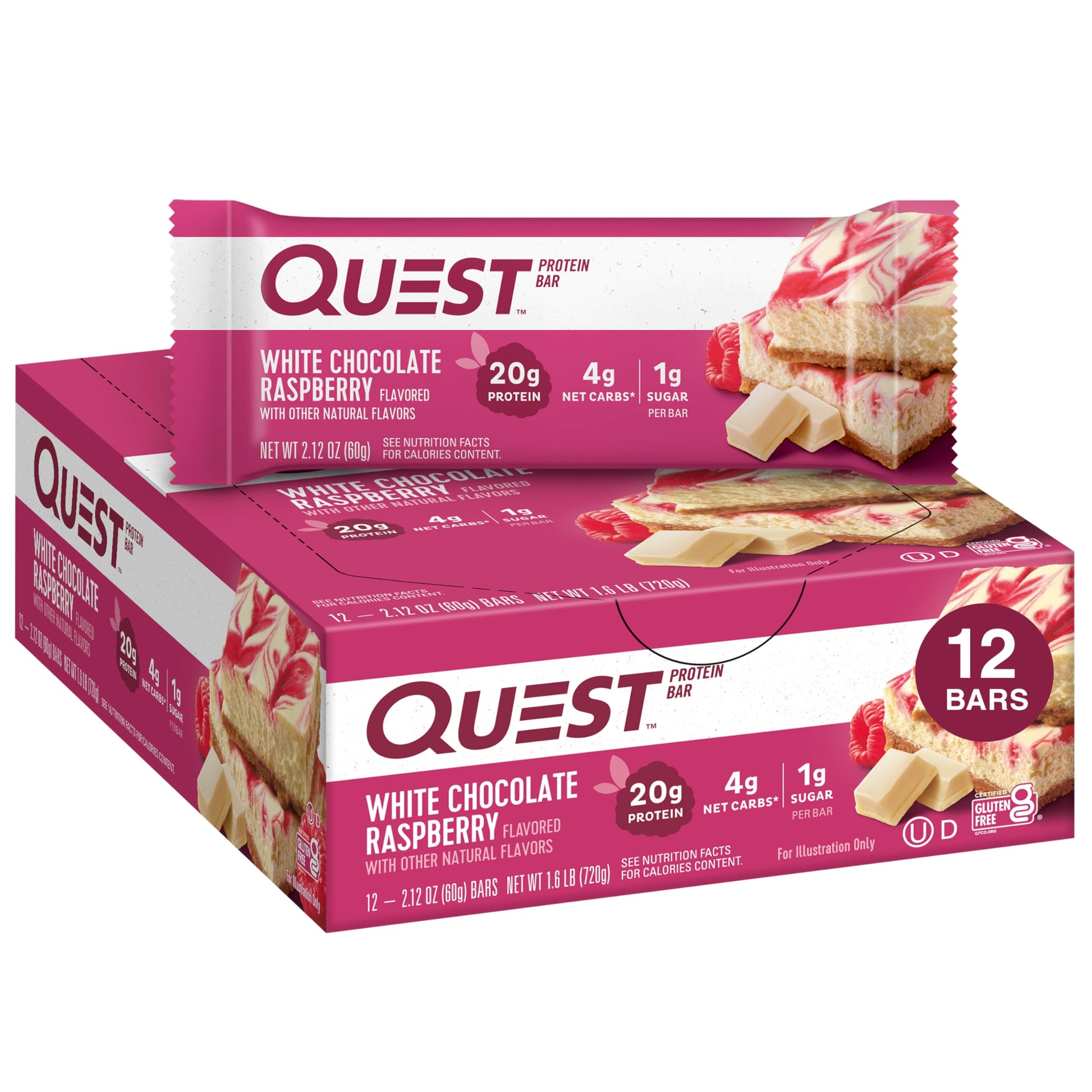 Quest Nutrition White Chocolate Raspberry Protein Bars, High Protein, Low Carb, Gluten Free Quest Nutrition uk supplements