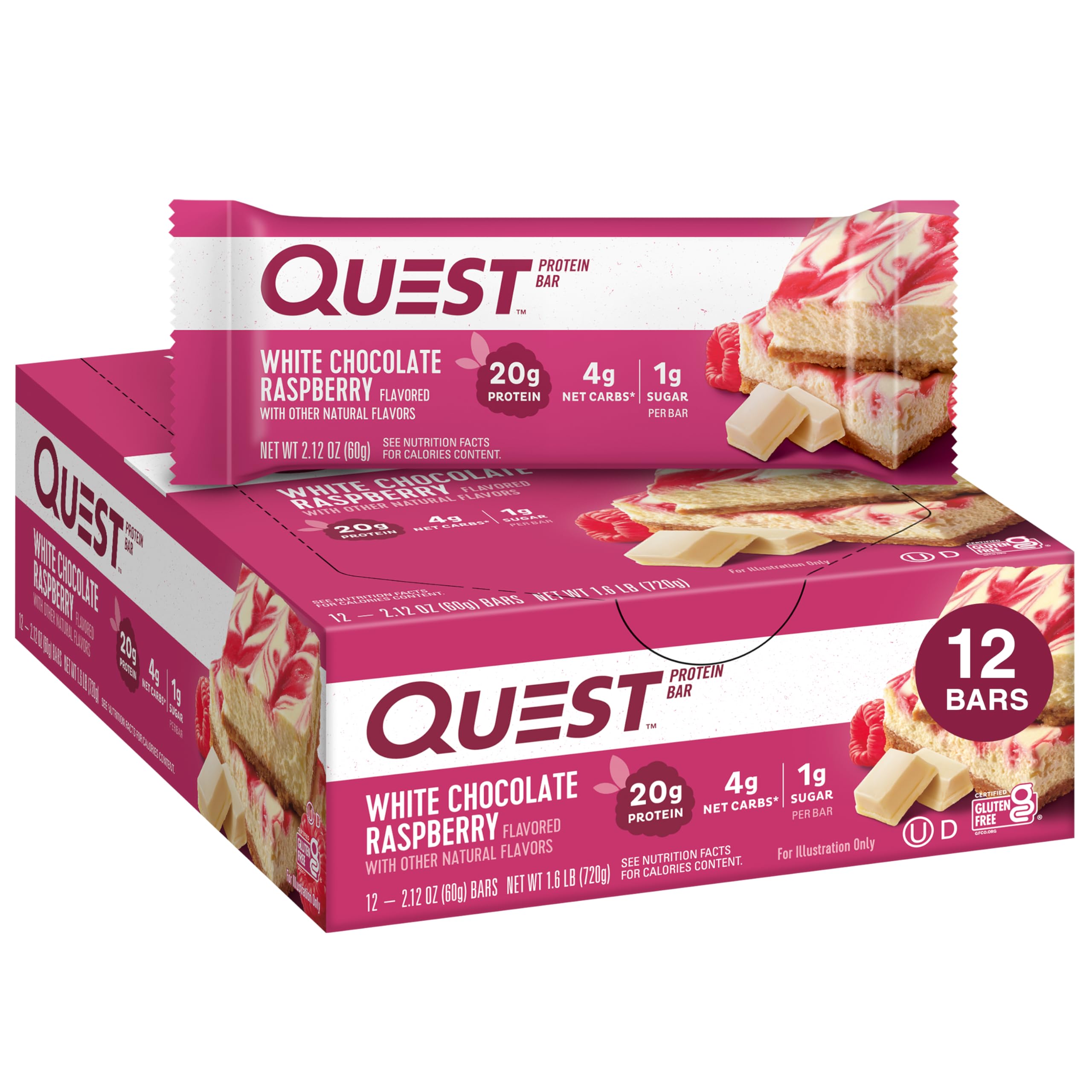 Quest Nutrition White Chocolate Raspberry Protein Bars, High Protein, Low Carb, Gluten Free Quest Nutrition uk supplements