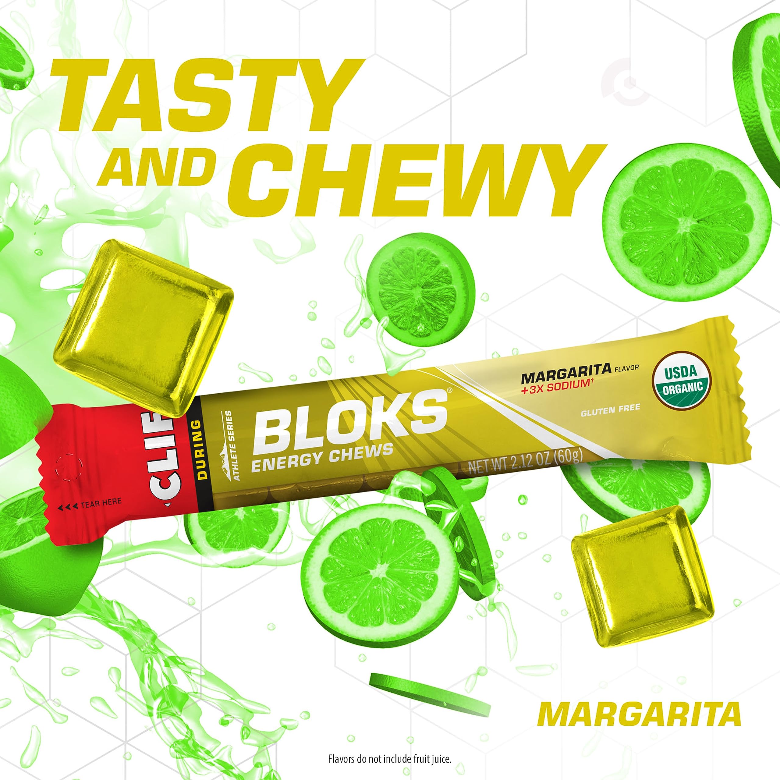 CLIF BLOKS - Margarita Flavor with 3X Sodium - Energy Chews - Non-GMO Clif Bar uk supplements