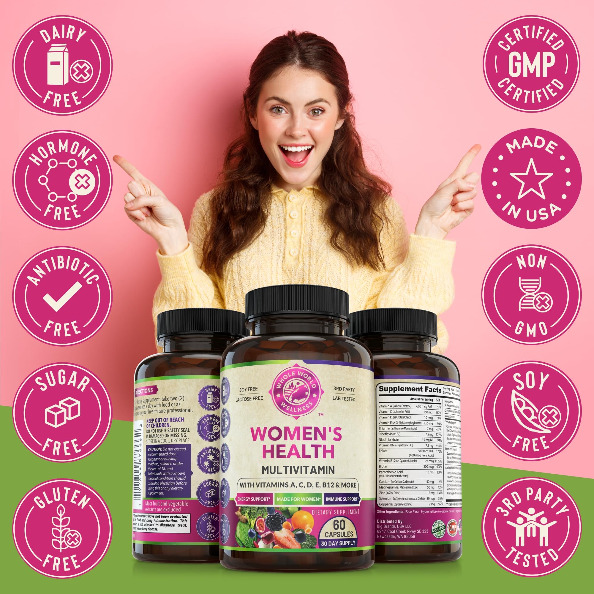 WHOLE WORLD WELLNESS Womens Daily Multivitamin Multimineral Supplement for Energy, Mood, Focus, Hair, Skin & Nails. Made for Women with 30+ Nutrients, Fruit & Energy Blend. Womens Vitamins, USA Made. WHOLE WORLD WELLNESS uk supplements