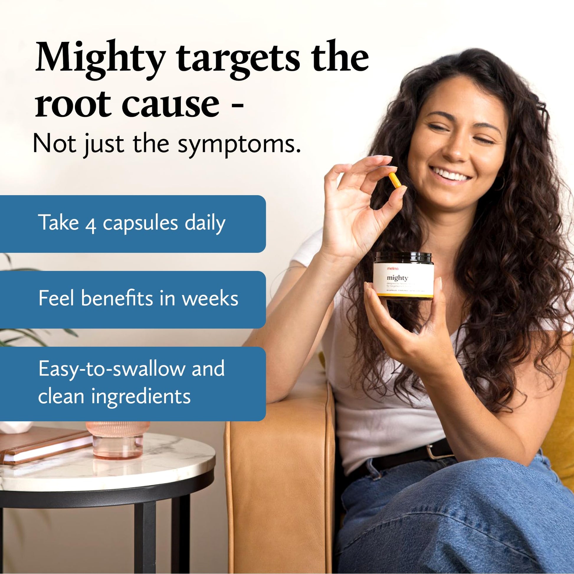 Melina Mighty Natural Migraine Relief Supplement - Magnesium, B2 Riboflavin 400mg, Feverfew, CoQ-10, ALCAR to Strengthen Migraine and Headache Prevention - 15 Servings (60 Caps) Melina uk supplements