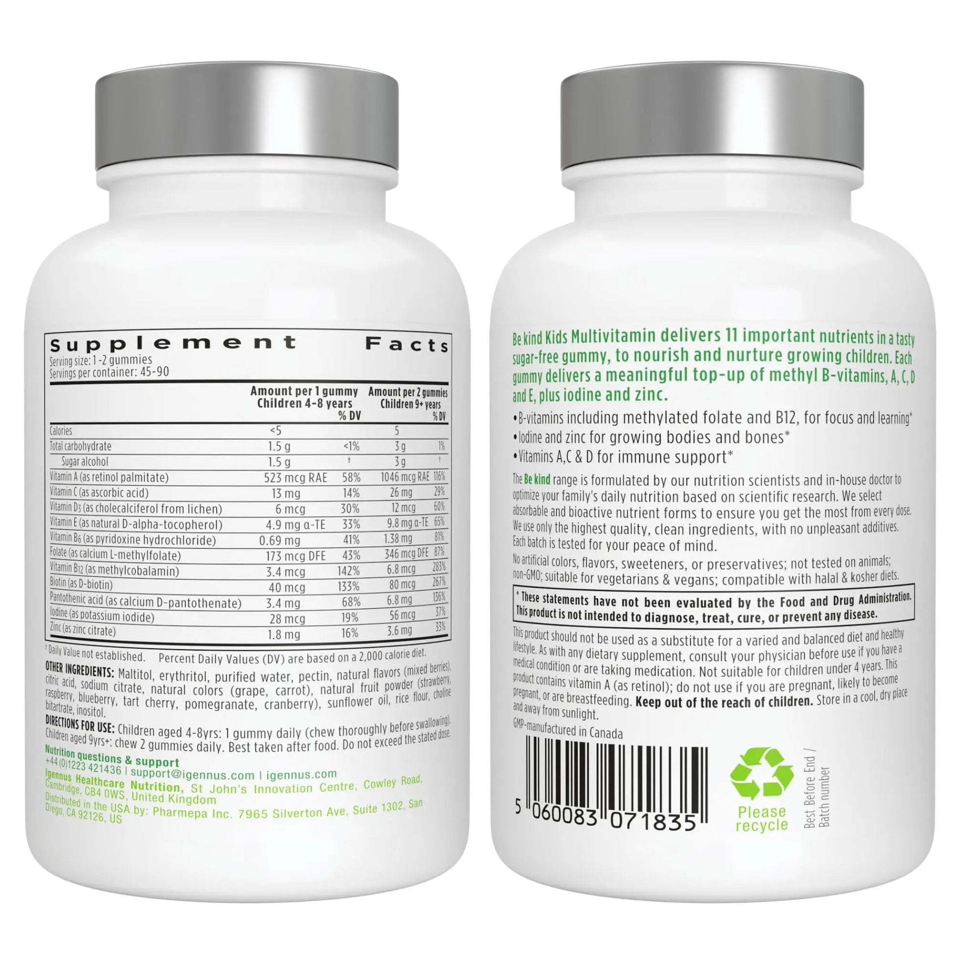 Vegan Omega-3 Algae Oil + Advanced Kids Multivitamin Gummy Bundle, High Concentration DHA & EPA + Vitamin A, B, C, D3 & E Igennus Healthcare Nutrition uk supplements