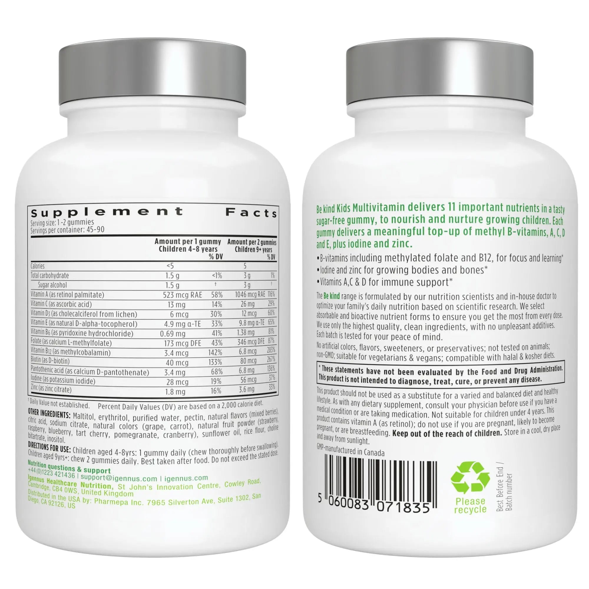 Vegan Omega-3 Algae Oil + Advanced Kids Multivitamin Gummy Bundle, High Concentration DHA & EPA + Vitamin A, B, C, D3 & E Igennus Healthcare Nutrition uk supplements