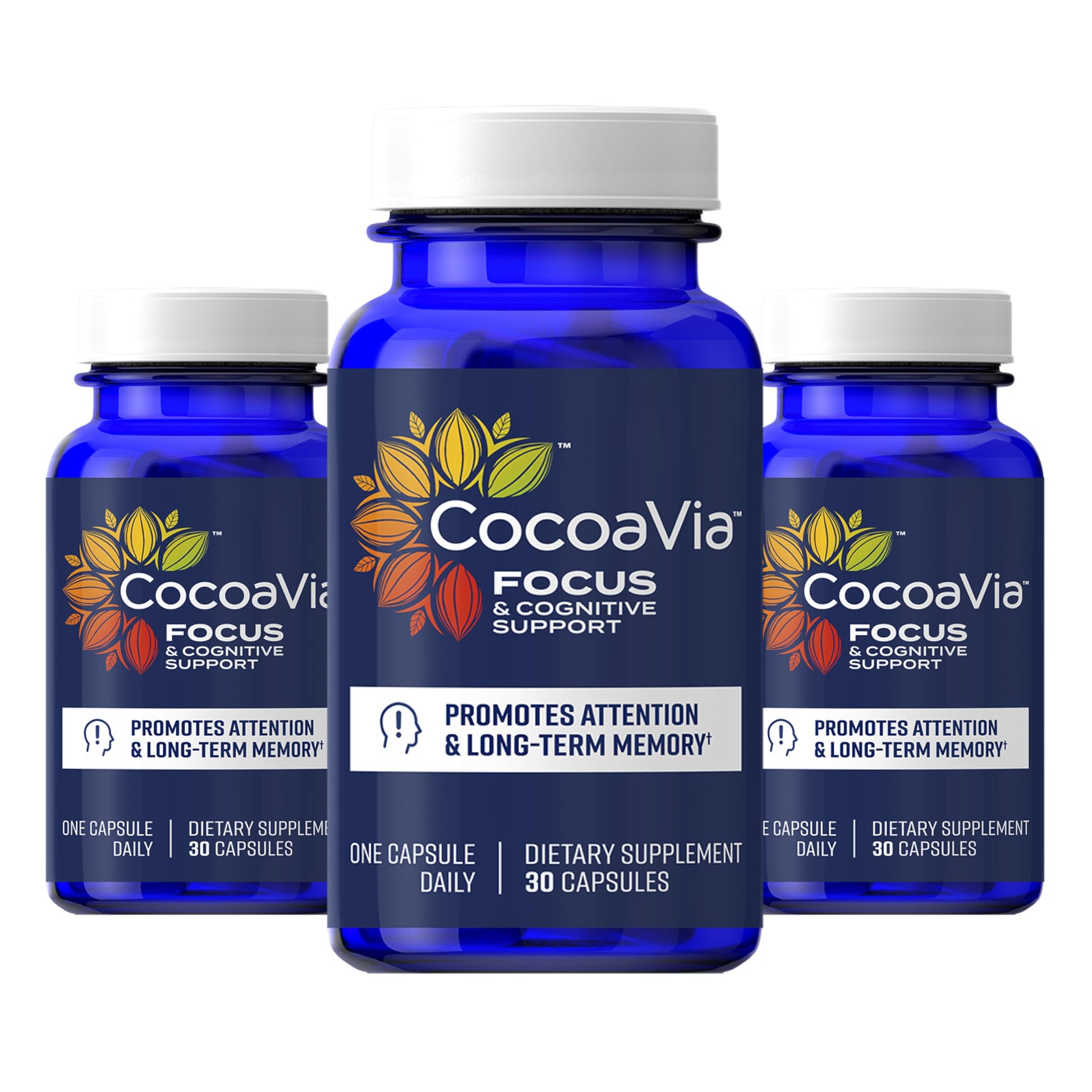 CocoaVia Memory & Focus Brain Supplement, 90 Day, Cocoa Flavanol Blend, Lutein, Added Caffeine for Boost. Improve Cognitive Function, Attention, Vegan & Plant Based, 90 Capsules CocoaVia uk supplements