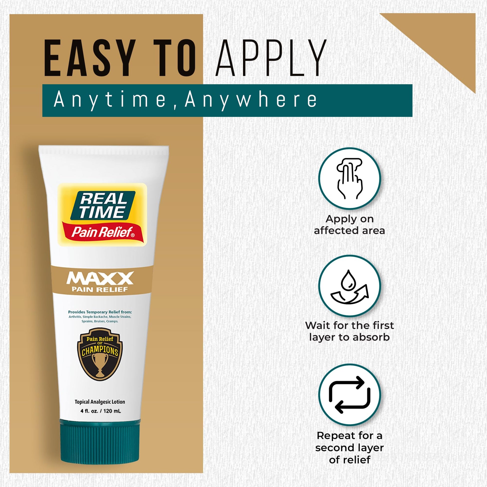 Real Time Pain Relief MAXX 4oz Tube | 18 Natural Ingredients: Arnica, Menthol & Peppermint | Maximum Strength Muscle Pain Relief Lotion for Arthritis, Hands, Ankles, Back, Shoulders, Knees & Joints Real Time Pain Relief uk supplements