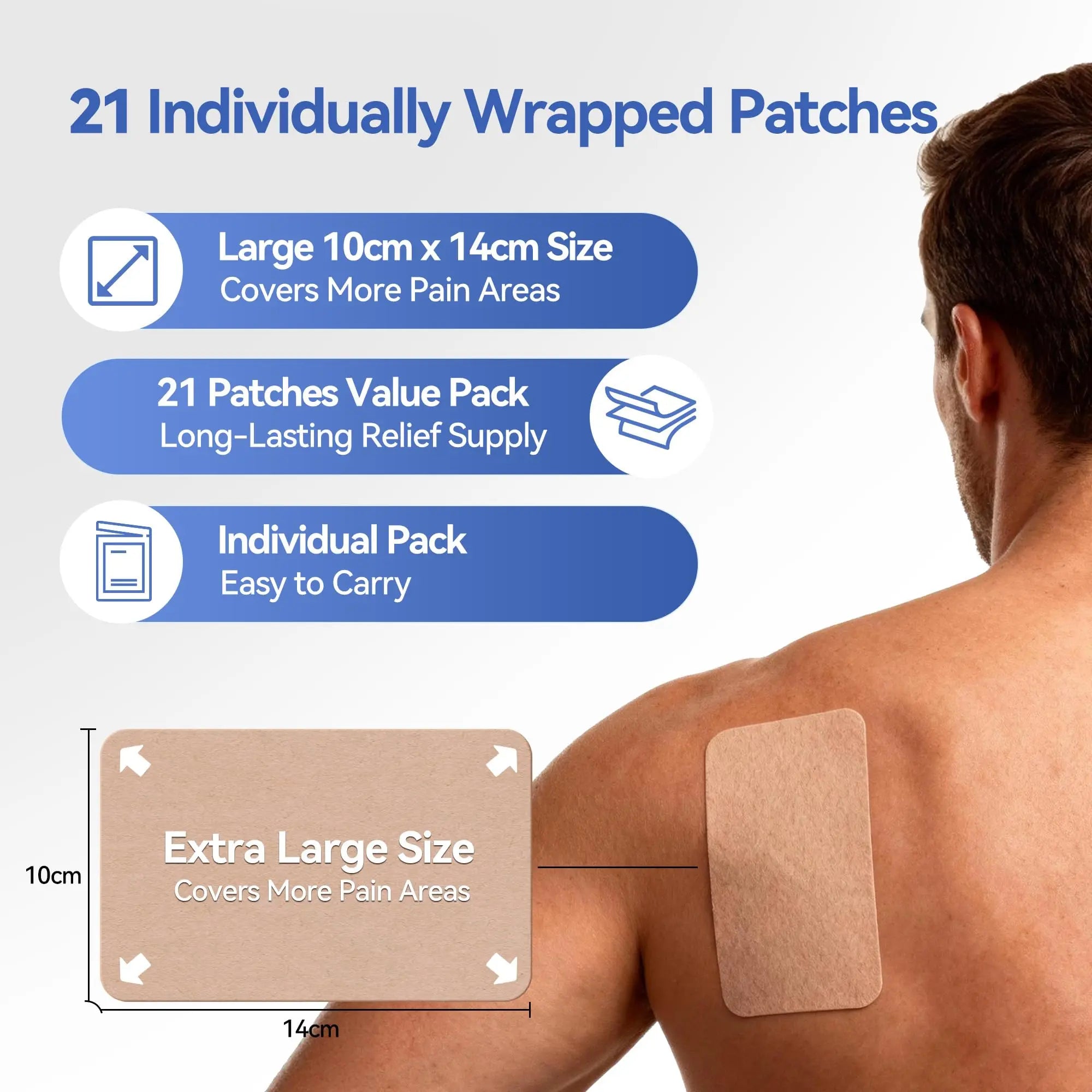 CARELAND 4% Lidocaine Patches Maximum Strength, 21 Count (10cm x 14cm) - OTC Pain Relief Patches with Stronger Adhesion for Back, Shoulder, Knee, Large Size CARELAND uk supplements