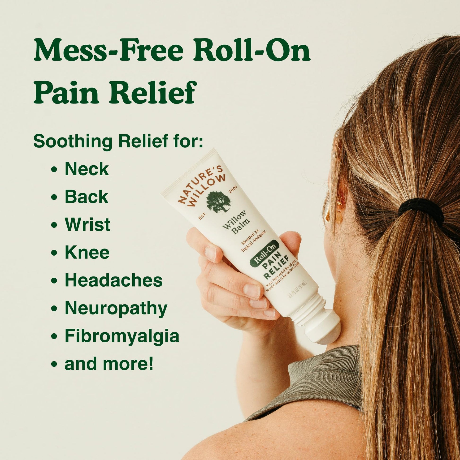 NEW Nature's Willow ROLL-ON Pain Relief | Fast-Acting, No-Mess Relief for Back, Neck, Knees & Joints | Willow Bark & Menthol | Clean, Fresh Scent | No Dyes or Artificial Fragrance | 3.1 fl oz | 3-Pack Nature's Willow uk supplements