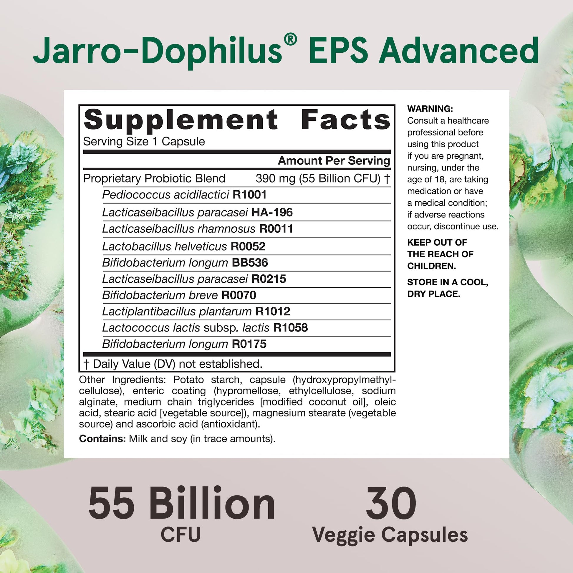 Jarrow Formulas Jarro-Dophilus EPS Advanced, 55 Billion CFU Probiotics, Digestive Support for Adults, 30 Probiotic Supplement Veggie Capsules, Up to 30 Day Supply Jarrow Formulas uk supplements