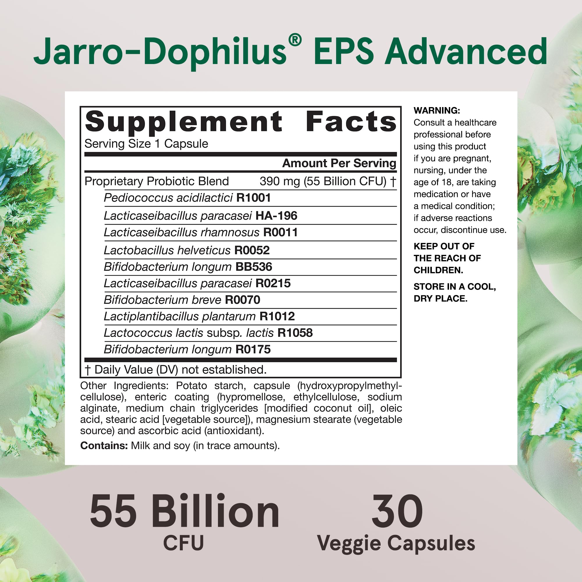 Jarrow Formulas Jarro-Dophilus EPS Advanced, 55 Billion CFU Probiotics, Digestive Support for Adults, 30 Probiotic Supplement Veggie Capsules, Up to 30 Day Supply Jarrow Formulas uk supplements