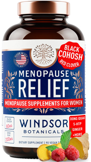 Menopause Supplements for Women - 5-HTP, Dong Quai, Black Cohosh for Menopause Hot Flashes, Night Sweats Relief Support - Womens Pre Meno Premenopausal Perimenopause Supplement - 90 Caps WINDSOR BOTANICALS uk supplements