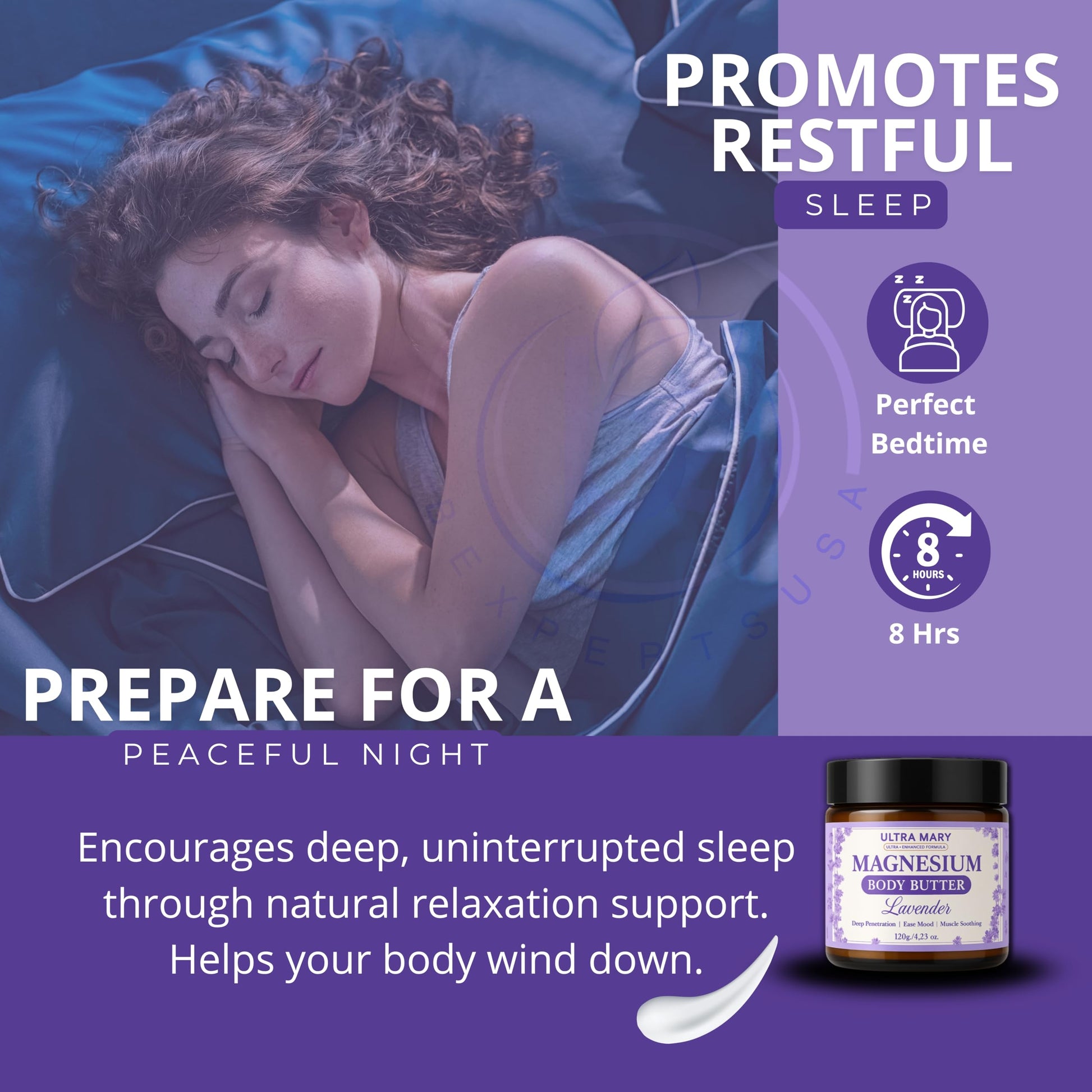 Nighttime Magnesium Cream for Pain, Nerve & Leg Cramps - Magnesium Body Butter for Sleep with Shea Butter, Jojoba Oil, Coconut Extract & Dandelion - Lavender Magnesium Lotion for Kids - 4.23oz ULTRA MARY uk supplements