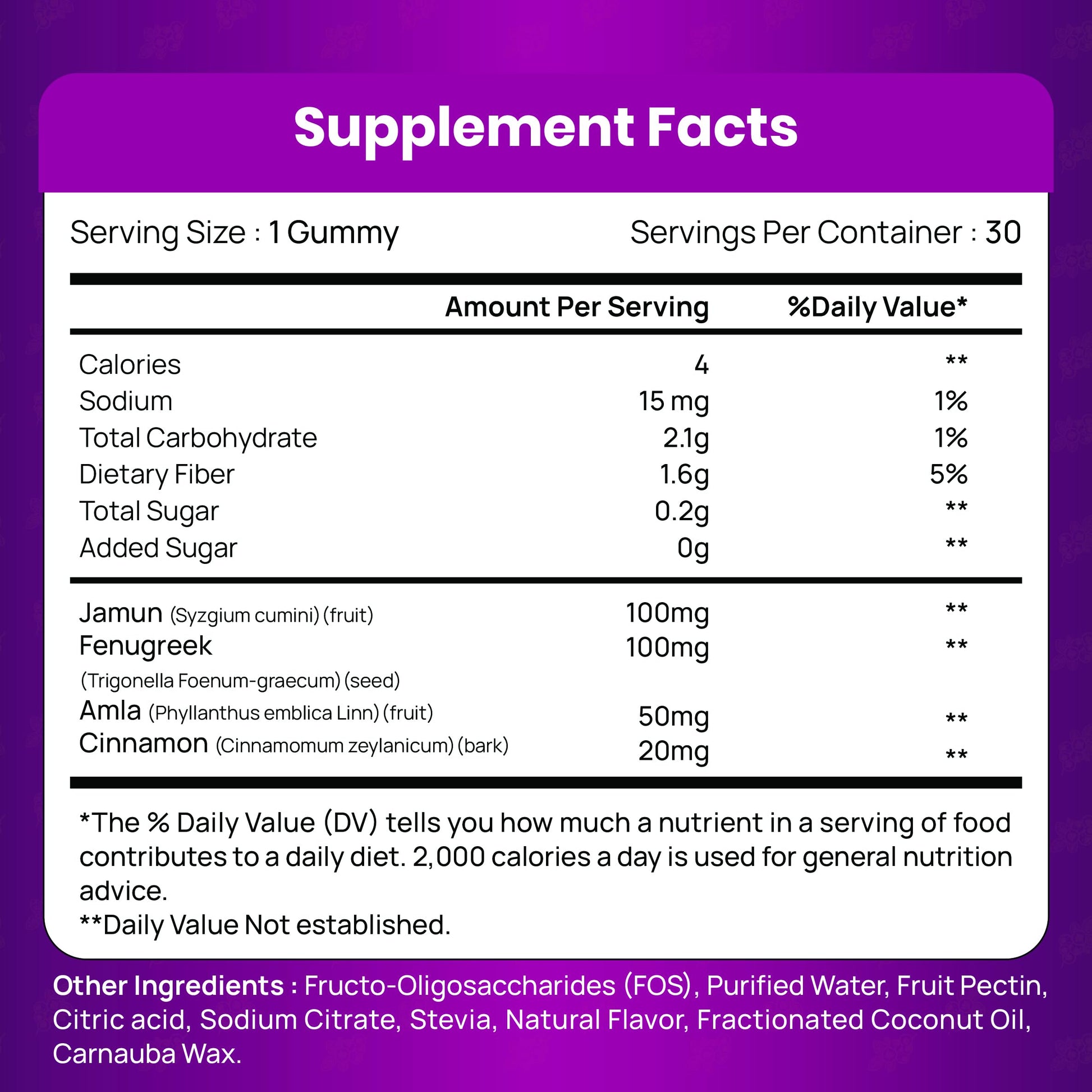 TIKDI GlucoPlum Gummy - 30 Count - Supports Healthy Blood Sugar Levels Already Within Normal Range. All Natural with Indian BlackBerry, Fenugreek, Cinnamon, Vegan, No Added Sugar TIKDI uk supplements