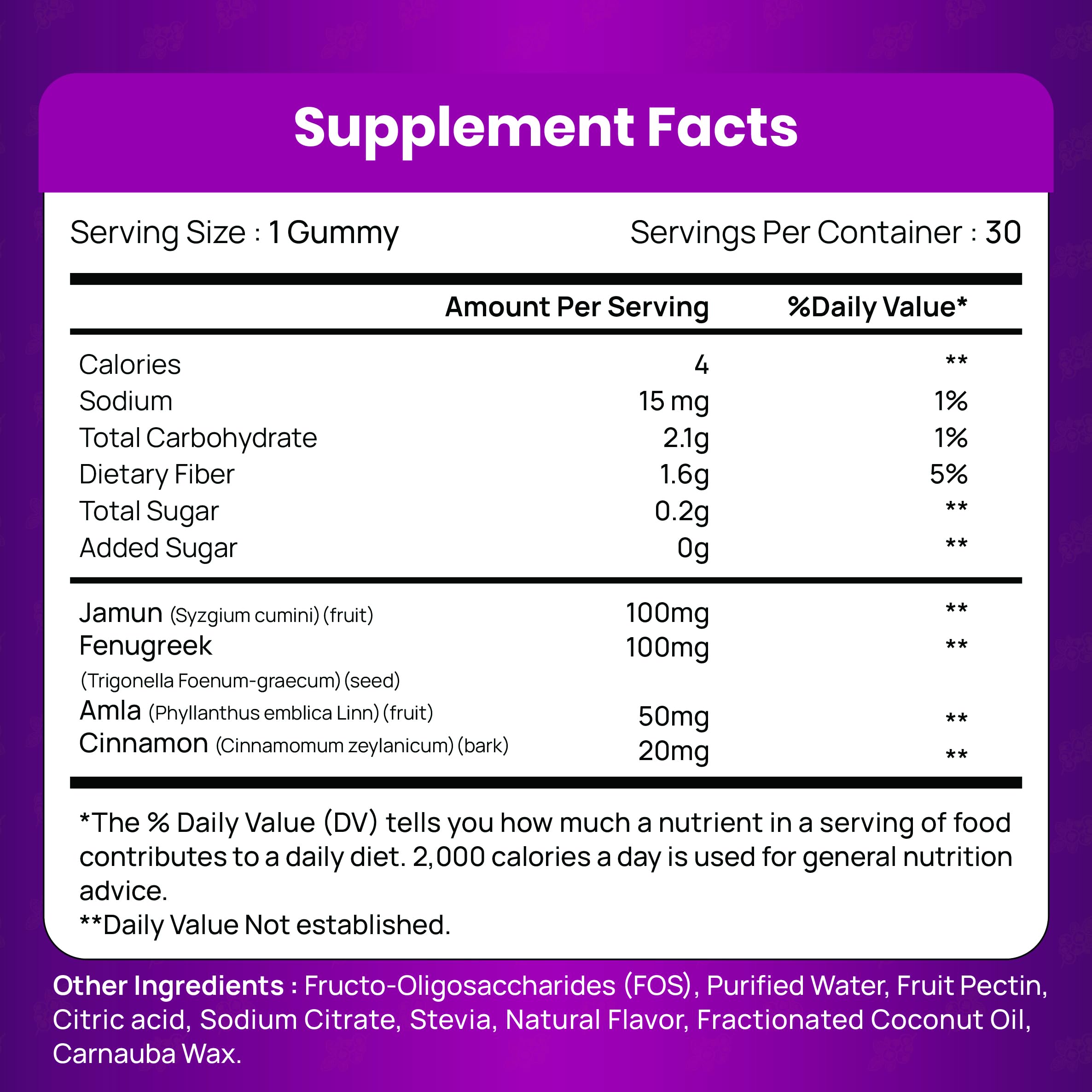 TIKDI GlucoPlum Gummy - 30 Count - Supports Healthy Blood Sugar Levels Already Within Normal Range. All Natural with Indian BlackBerry, Fenugreek, Cinnamon, Vegan, No Added Sugar TIKDI uk supplements