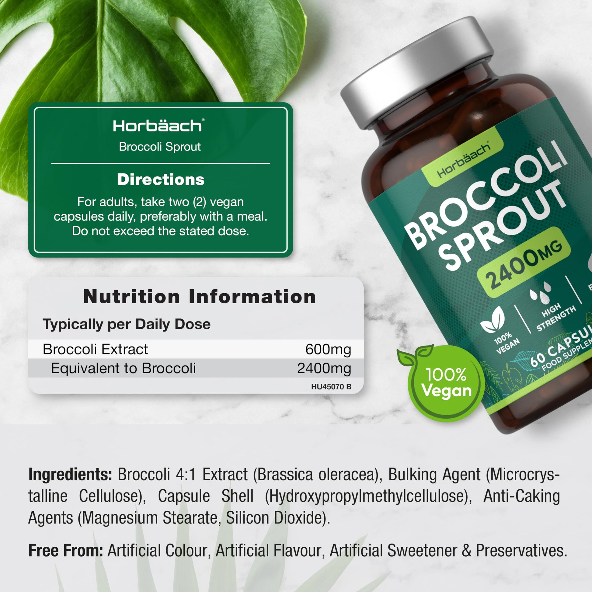 Broccoli Sprout Extract | Activated Sulforaphane Supplement | 2400mg Capsules | 60 Ct Horbäach uk supplements