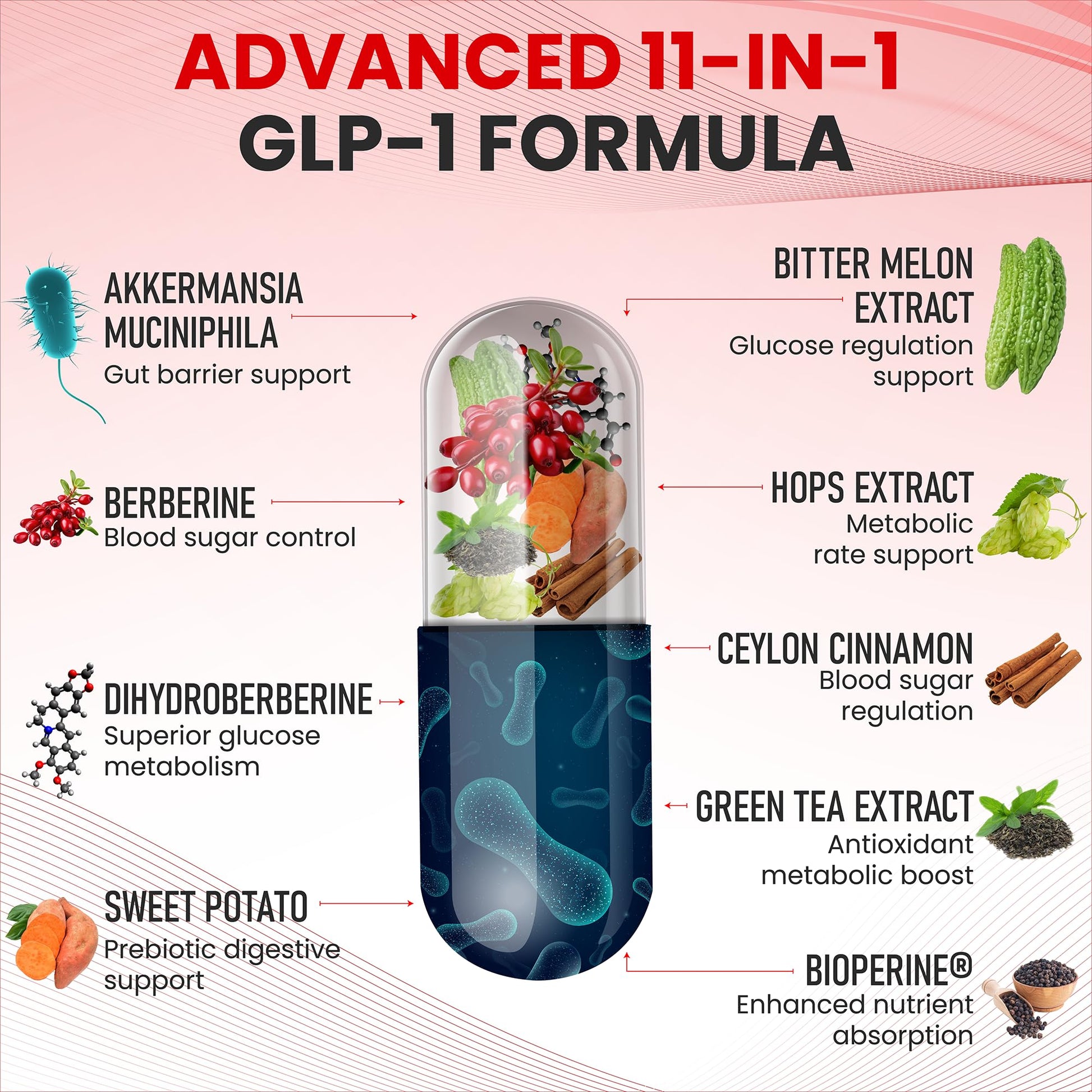 Zenrenu GLP-1 Supplement for Women - Natural Metabolism, Appetite & Craving Support – Super Berberine, Cinnamon,Akkermansia Probiotic,11-in-1 Gut Support - GLP Activate -60 Vegan Caps Zenrenu uk supplements