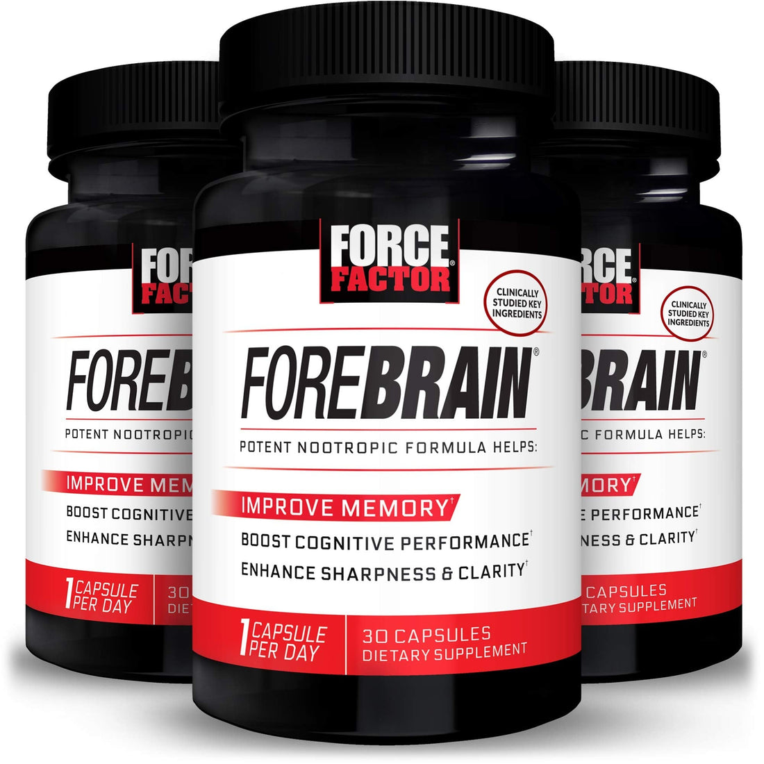 Force Factor Forebrain Nootropic Brain Supplement with Caffeine Bacopa and Huperzine A Capsules 3Pack, White, 90 Count Force Factor uk supplements