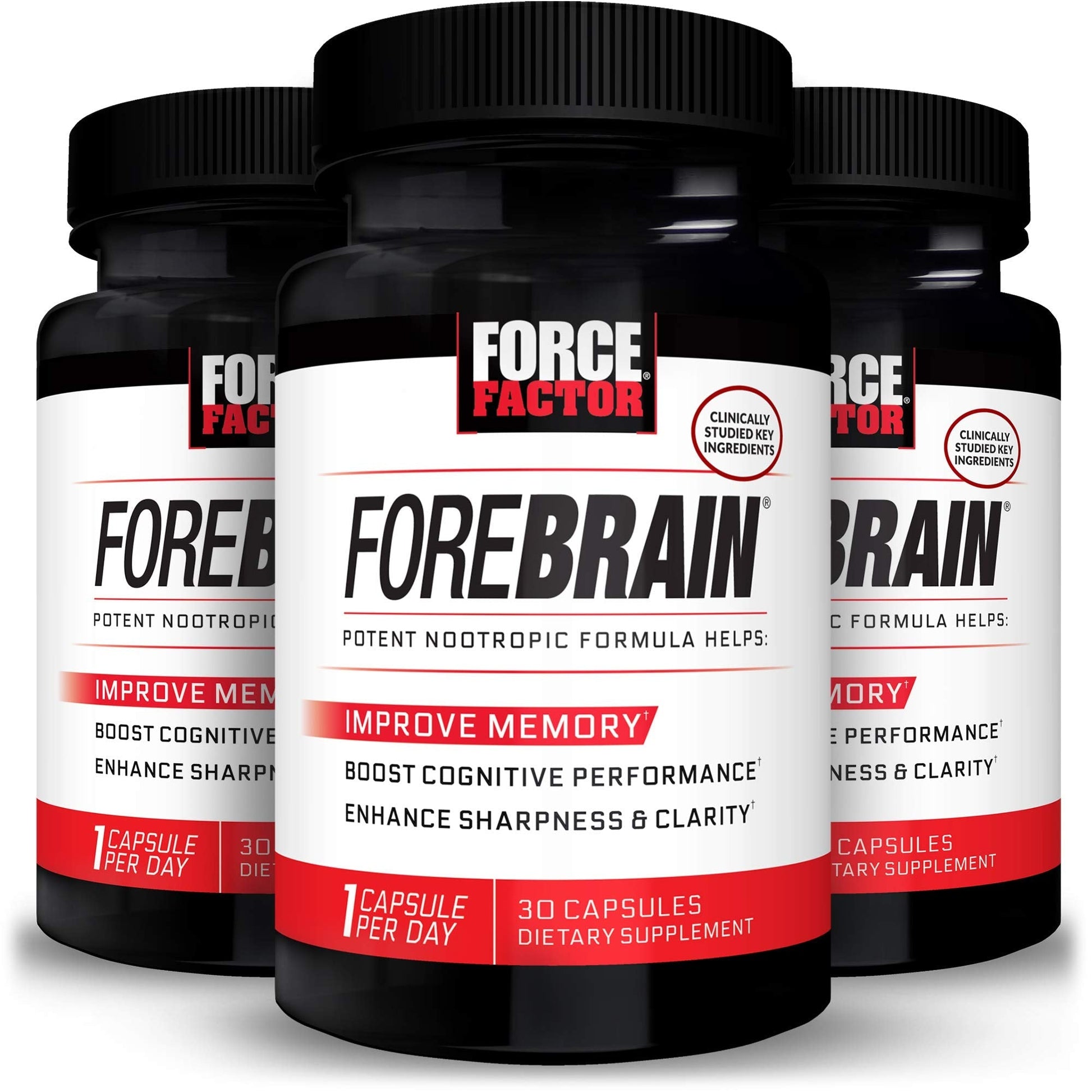 Force Factor Forebrain Nootropic Brain Supplement with Caffeine Bacopa and Huperzine A Capsules 3Pack, White, 90 Count Force Factor uk supplements