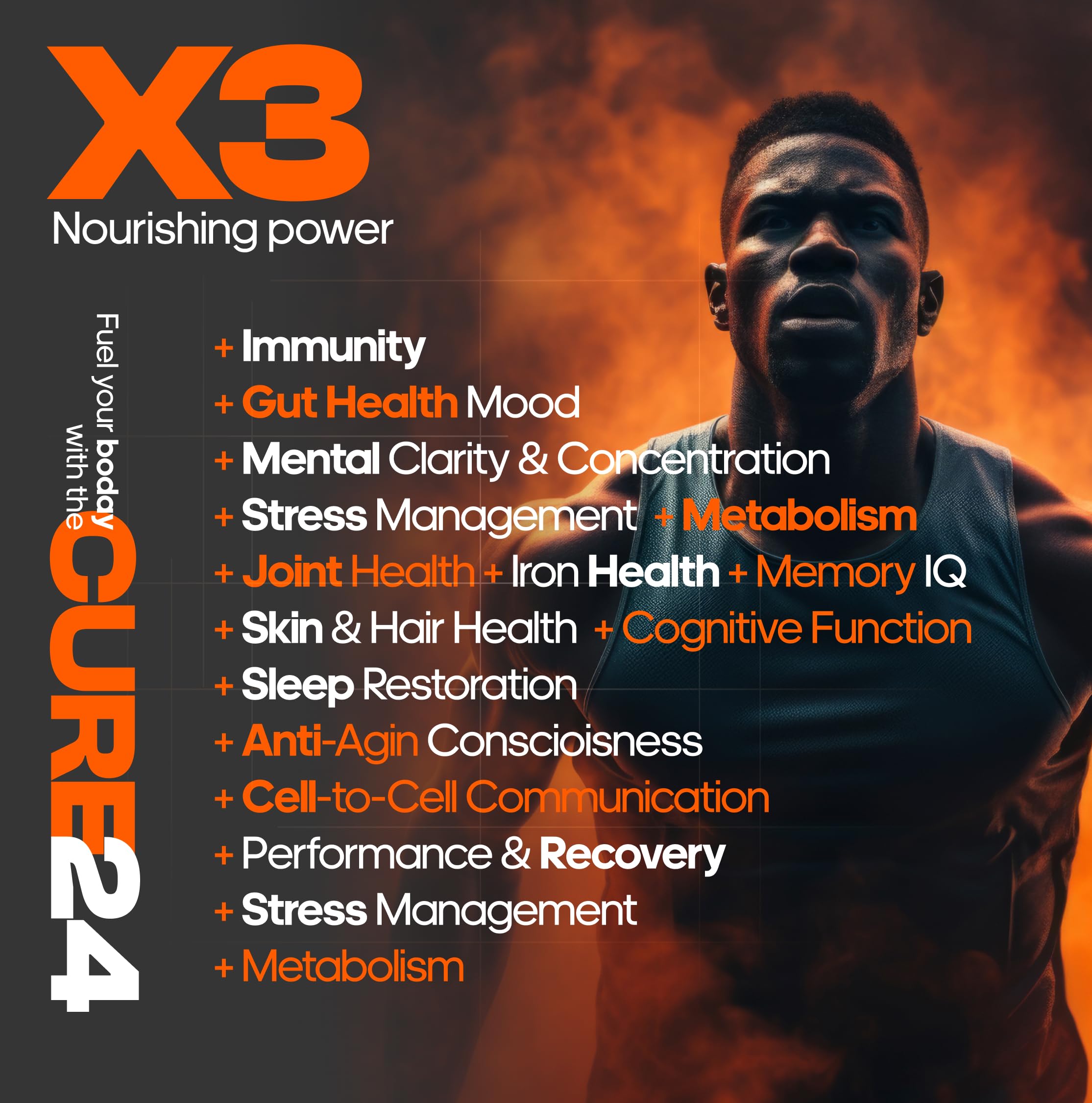 Cure24 Bovine X3 Colostrum Supplement Powder for Humans, 100% Pure Whole Natural Grass Fed Superfood, High IgG, Plus Probiotic & Prebiotic, Natural Peach-Mango Flavor, Made in USA Cure24 uk supplements