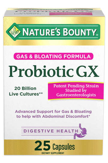 Nature's Bounty Probiotic GX, Helps with Occasional Gas and Bloating, Dietary Supplement, Digestive Health, 25 Capsules Nature's Bounty uk supplements