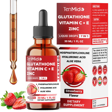 Tenmido Liposomal Glutathione Supplement - 7in1 Liquid Drops with Zinc, Vitamin C, Vitamin E, Phosphatidylcholine, Hyaluronic Acid, and Aloe Vera - Vegan, Non-GMO - 30ml 1 Fl Oz Tenmido uk supplements