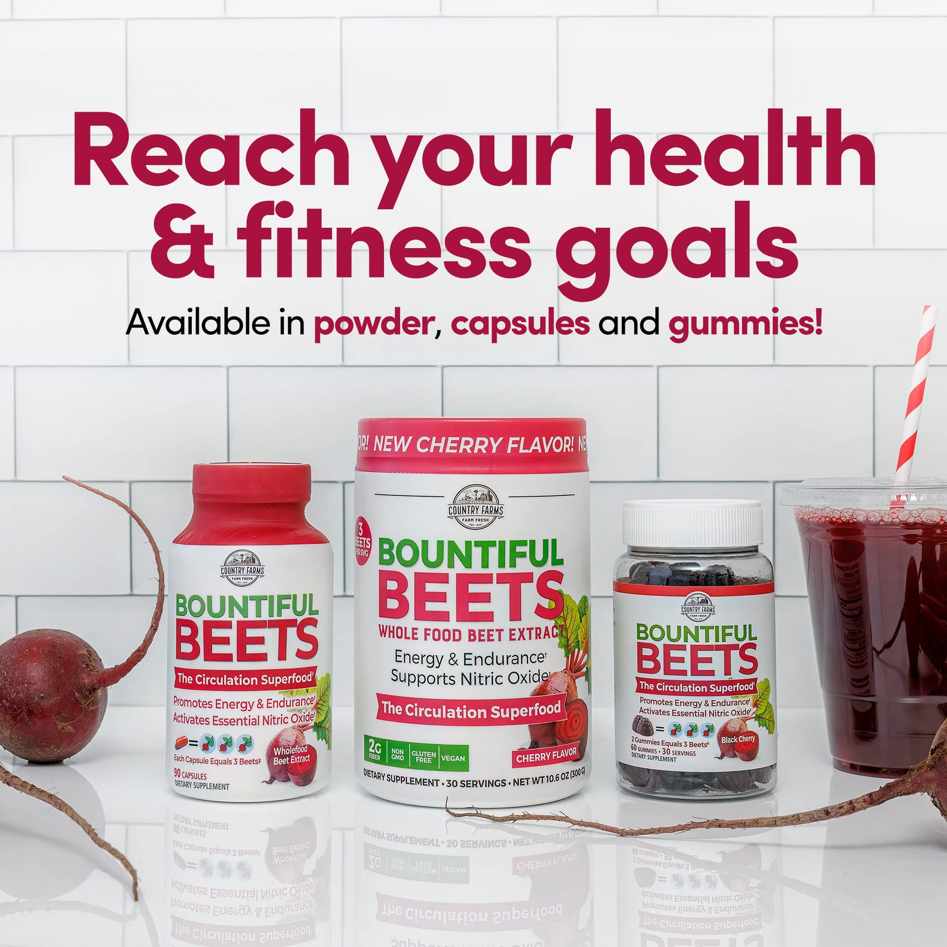 Country Farms Bountiful Beets, Wholefood Beet Extract Superfood, Helps Support Healthy Circulation and Promote Energy Country Farms uk supplements